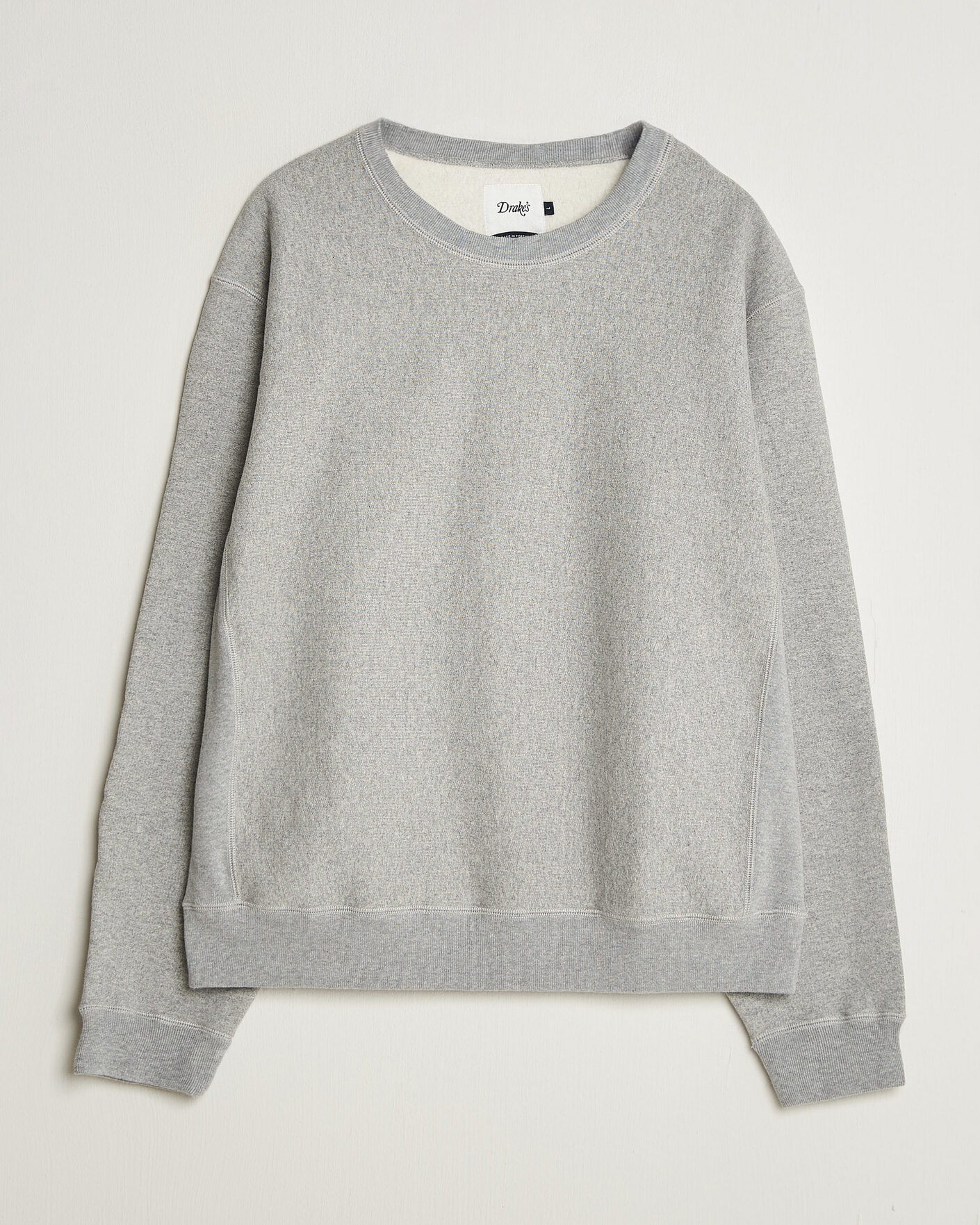 Herre | Trøjer | Drake's | Reverse Weave Crewneck Sweatshirt Grey