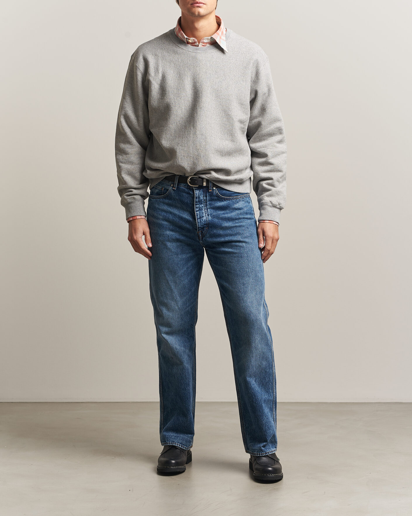 Herre | Trøjer | Drake's | Reverse Weave Crewneck Sweatshirt Grey