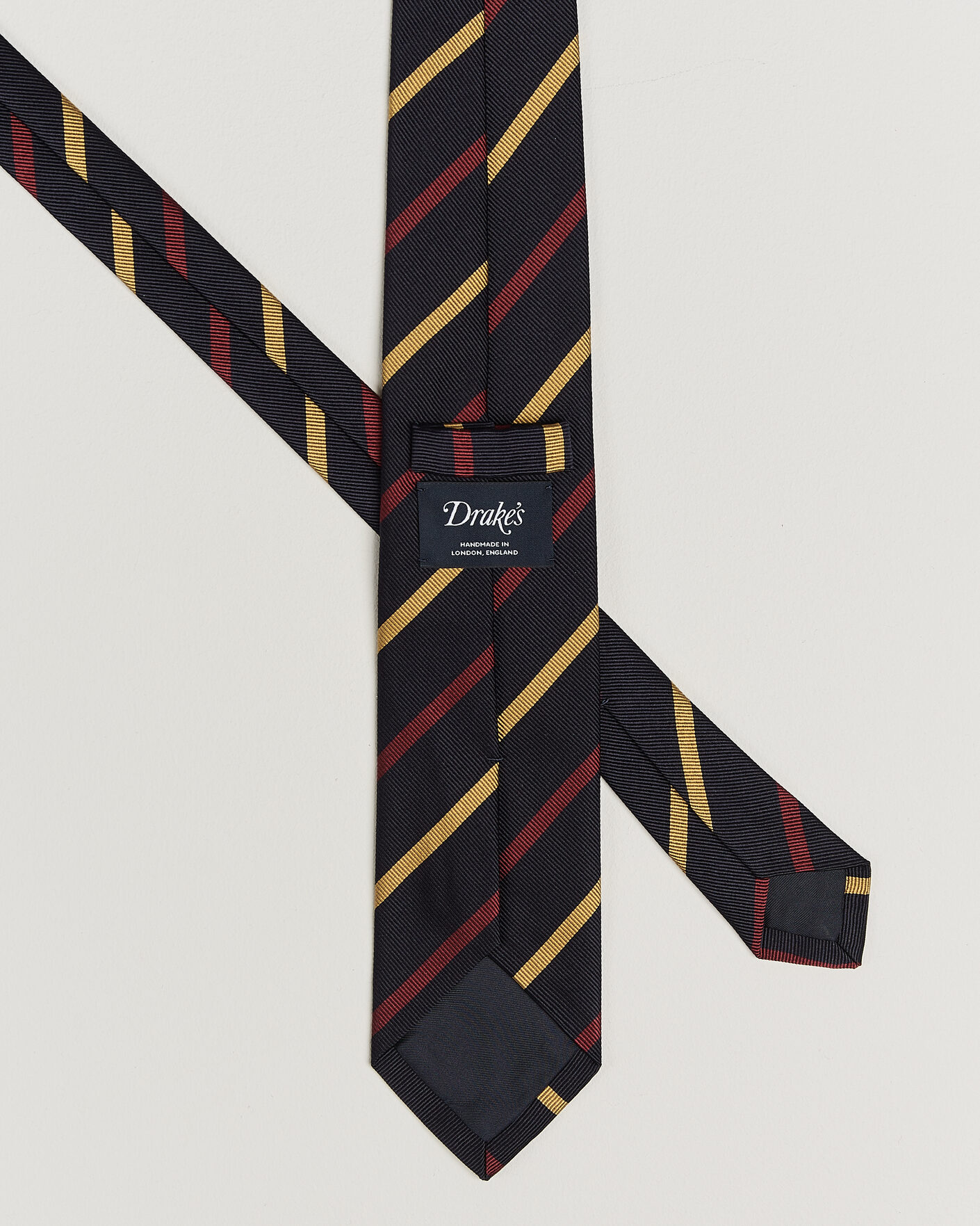 Herre | Slips | Drake's | Line Stripe Super Reppe Tie Navy/Red/Yellow