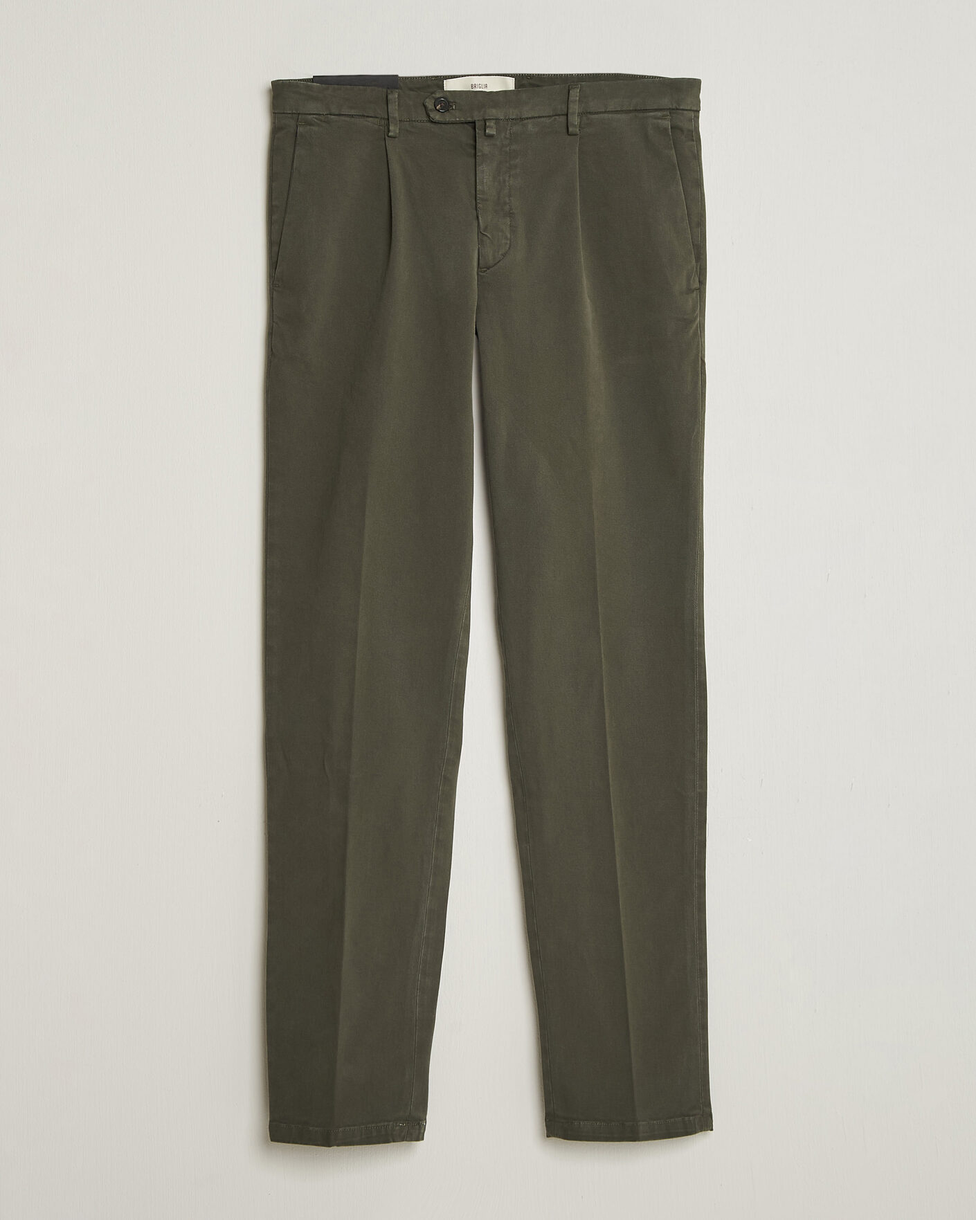 Herre | Bukser | Briglia 1949 | Easy Fit Pleated Cotton Stretch Trousers Military