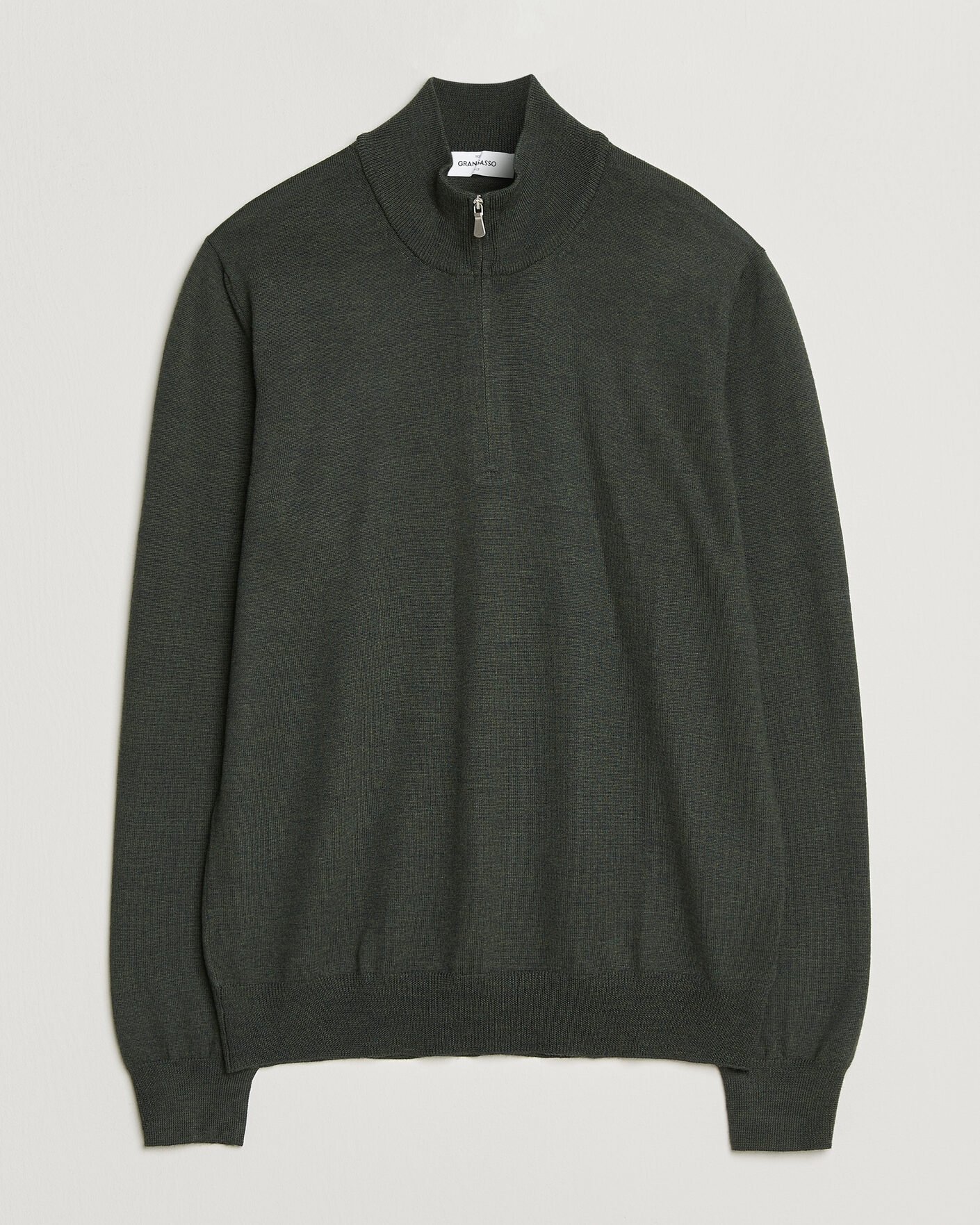 Herre | Trøjer | Gran Sasso | Merino Fashion Fit Half Zip Olive Melange