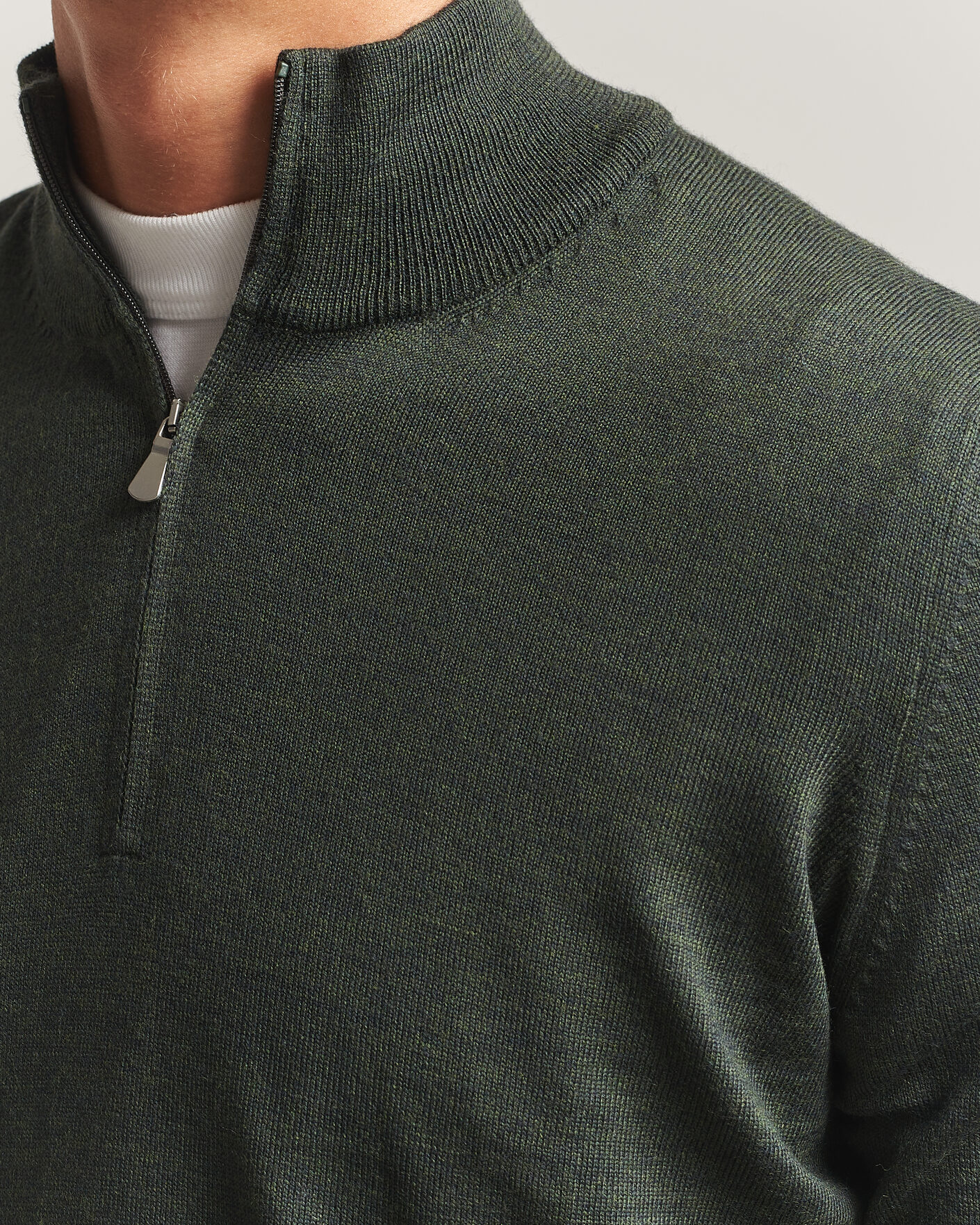 Herre | Trøjer | Gran Sasso | Merino Fashion Fit Half Zip Olive Melange