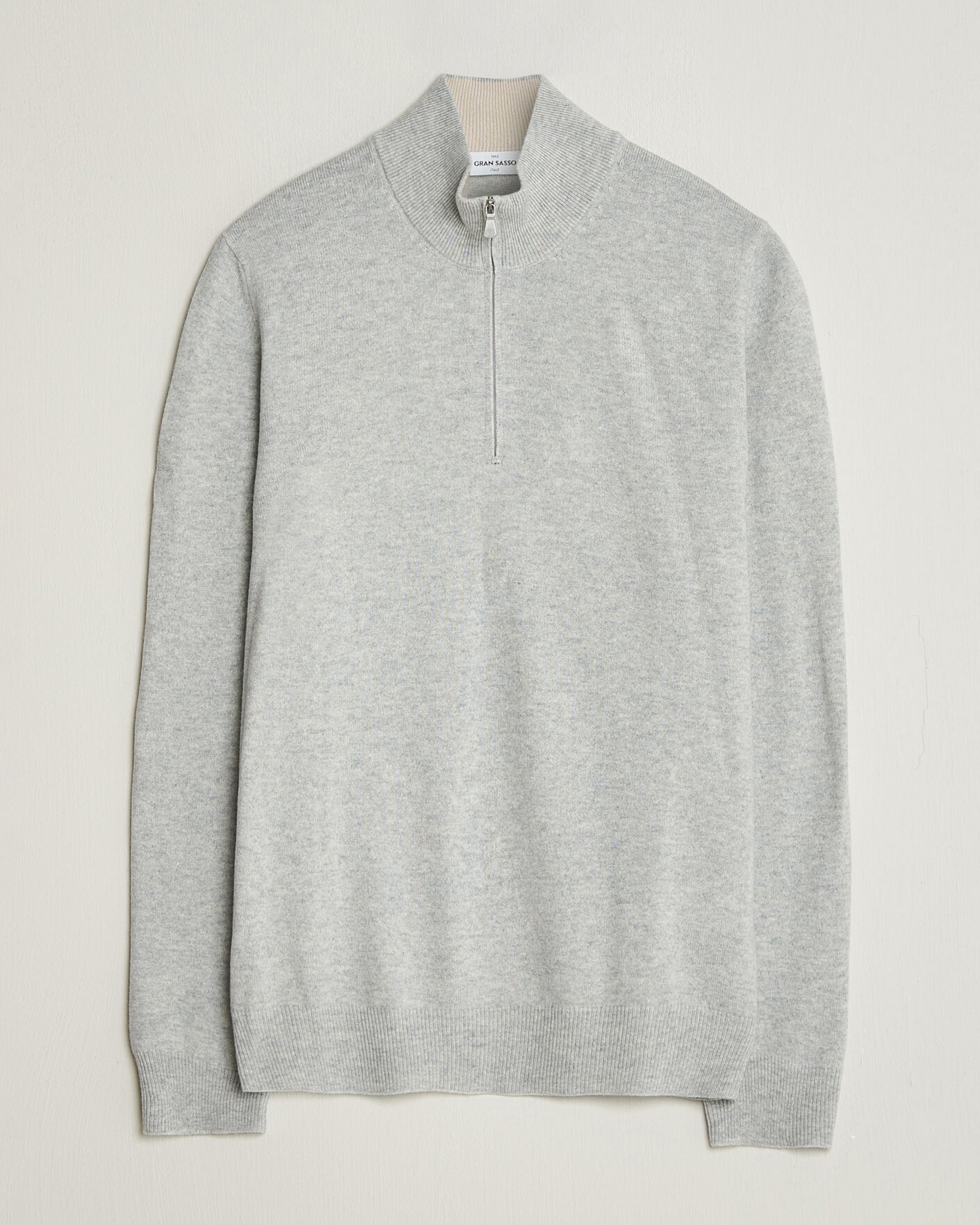 Herre | Trøjer | Gran Sasso | Wool/Cashmere Half Zip Light Grey Melange