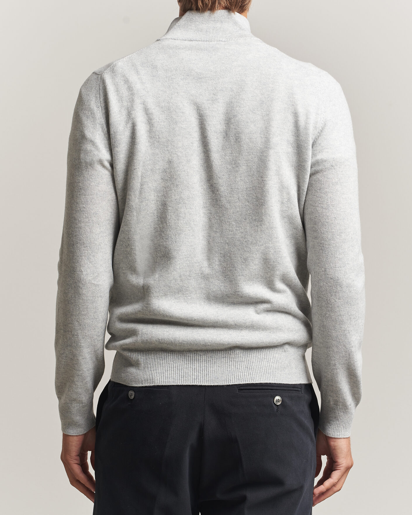 Herre | Trøjer | Gran Sasso | Wool/Cashmere Half Zip Light Grey Melange