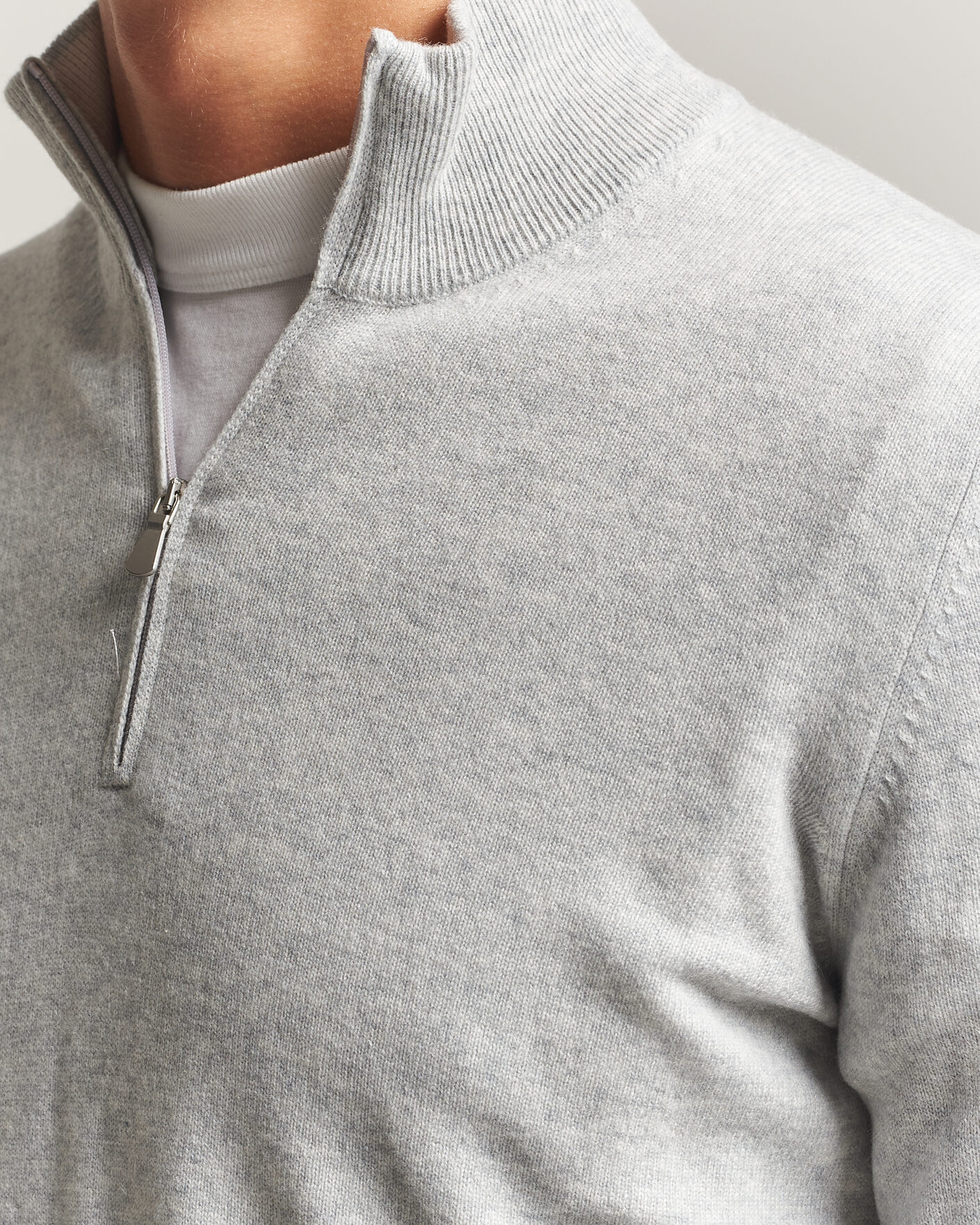 Herre | Trøjer | Gran Sasso | Wool/Cashmere Half Zip Light Grey Melange
