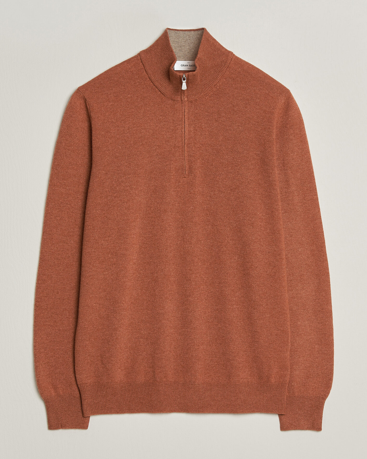 Herre | Trøjer | Gran Sasso | Wool/Cashmere Half Zip Rust Orange