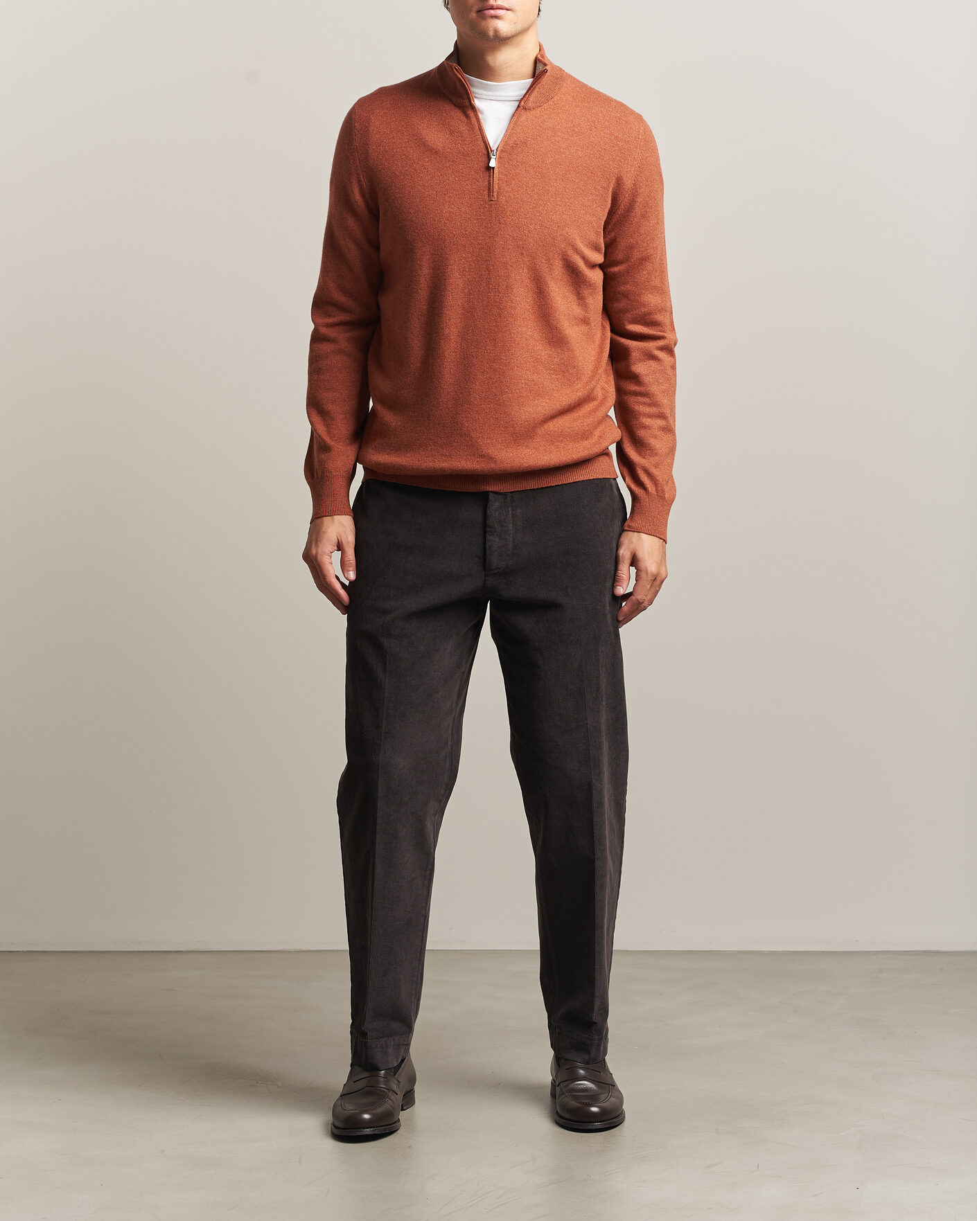 Herre | Trøjer | Gran Sasso | Wool/Cashmere Half Zip Rust Orange