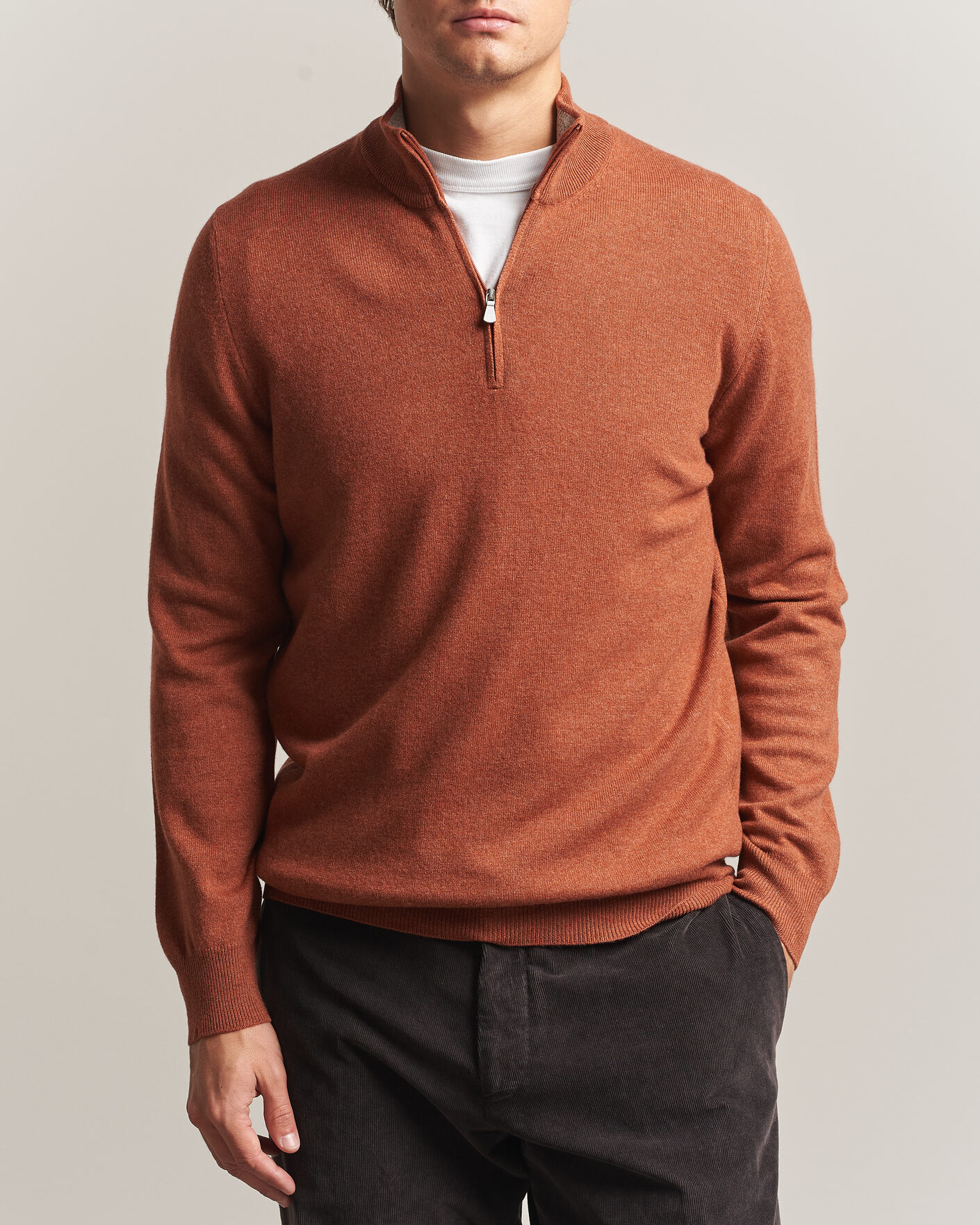 Herre | Trøjer | Gran Sasso | Wool/Cashmere Half Zip Rust Orange