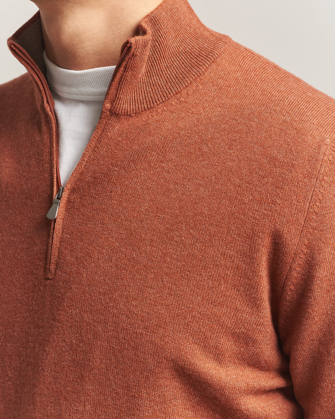 Herre | Trøjer | Gran Sasso | Wool/Cashmere Half Zip Rust Orange
