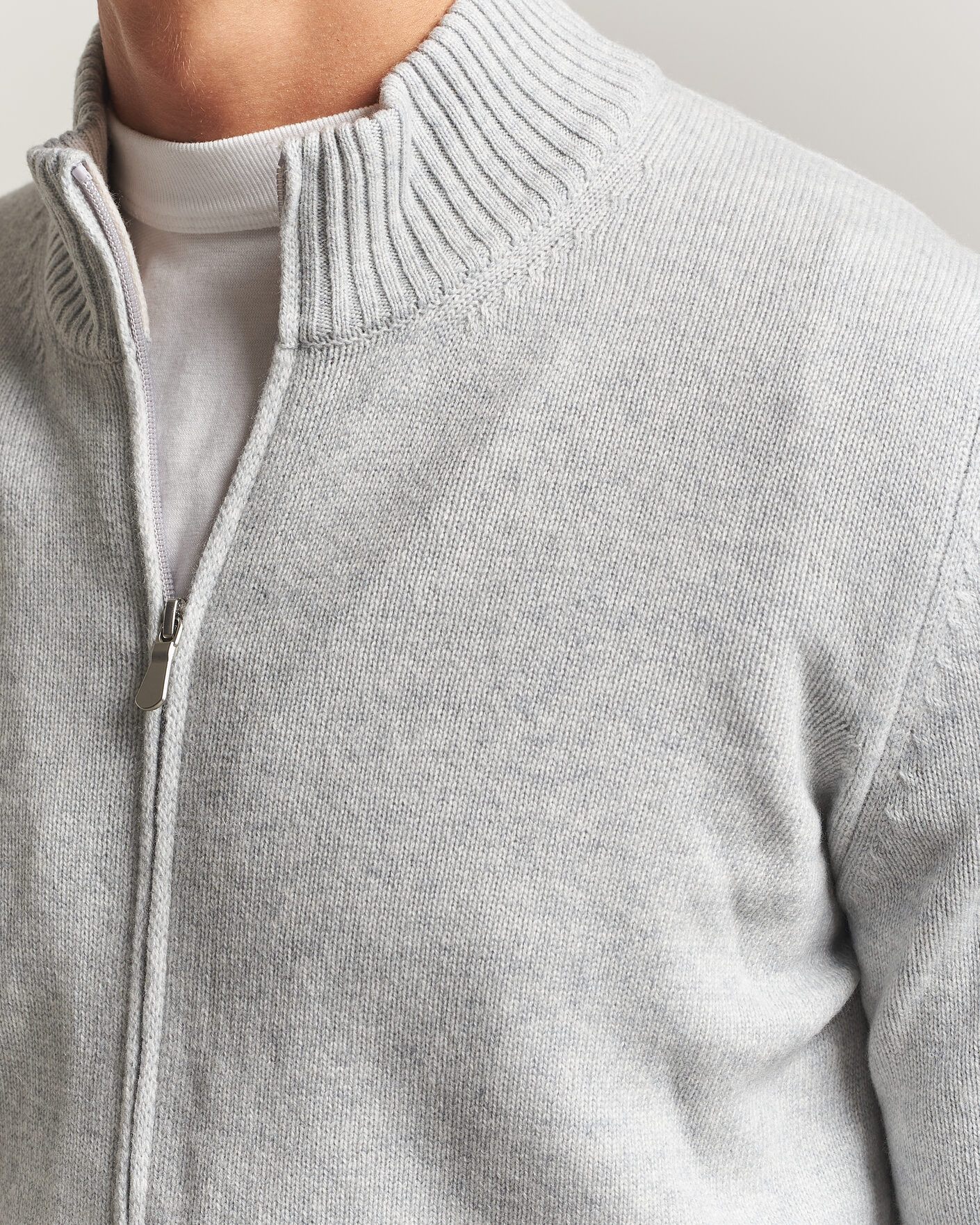 Herre | Trøjer | Gran Sasso | Wool/Cashmere Full Zip Light Grey Melange