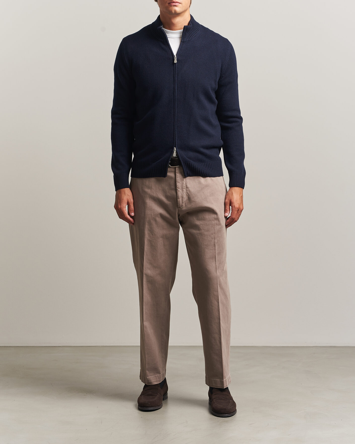 Herre | Trøjer | Gran Sasso | Wool/Cashmere Full Zip Navy
