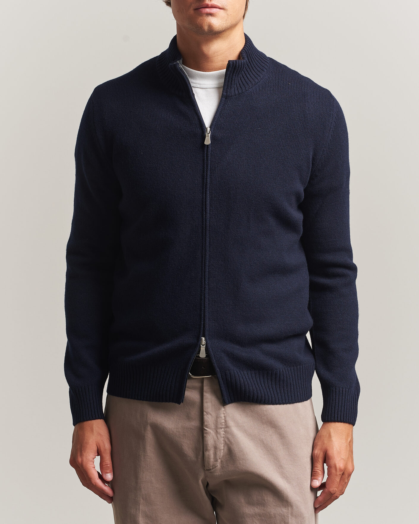 Herre | Trøjer | Gran Sasso | Wool/Cashmere Full Zip Navy