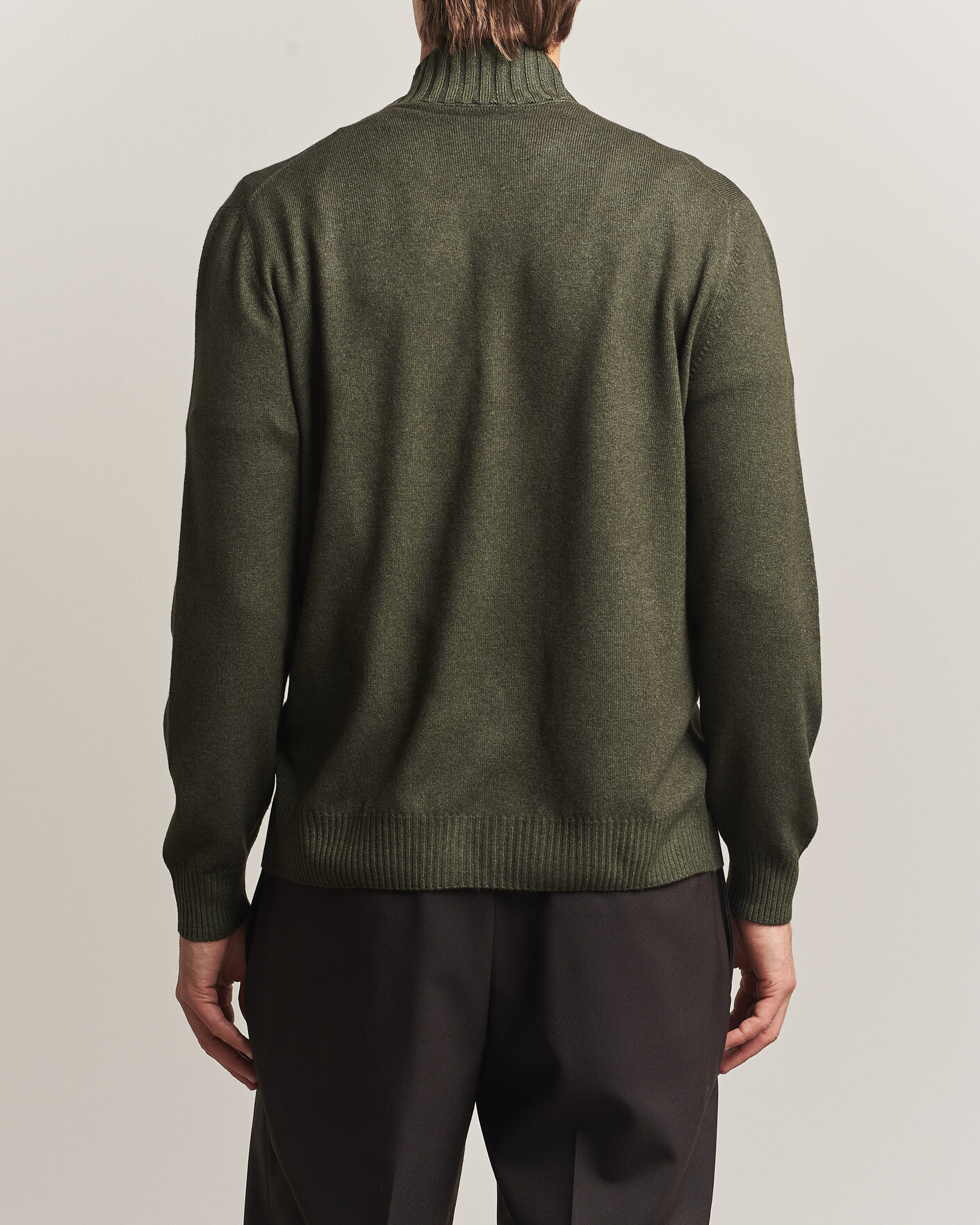 Herre | Trøjer | Gran Sasso | Wool/Cashmere Washed Full Zip Olive Melange