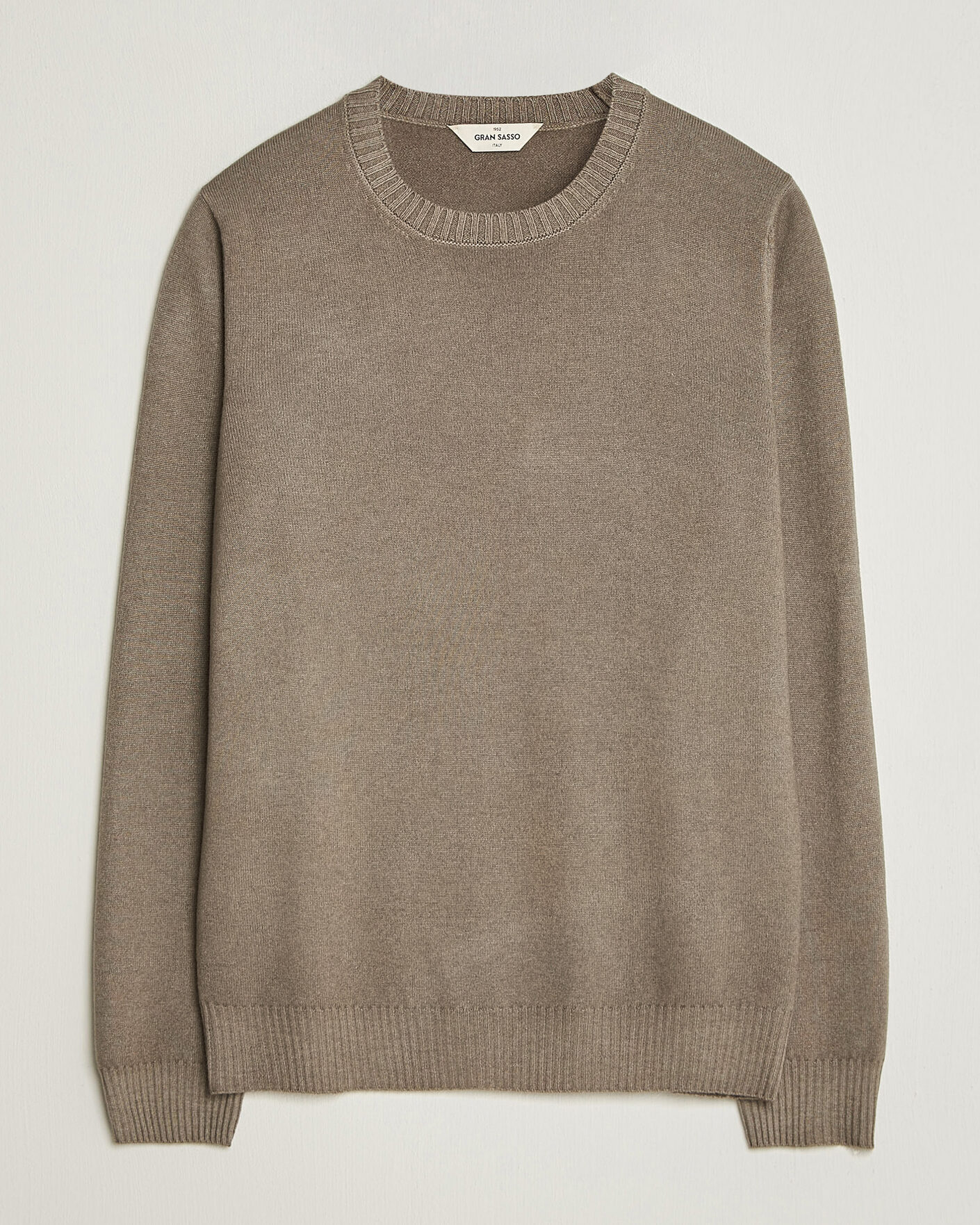 Herre | Trøjer | Gran Sasso | Wool/Cashmere Washed Crew Neck Brown Melange