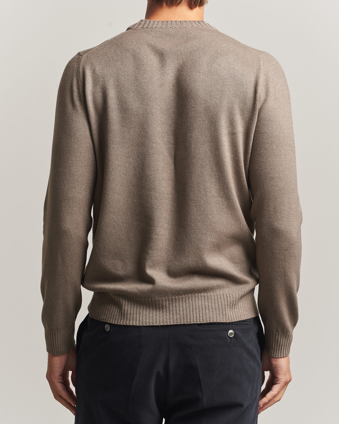 Herre | Trøjer | Gran Sasso | Wool/Cashmere Washed Crew Neck Brown Melange