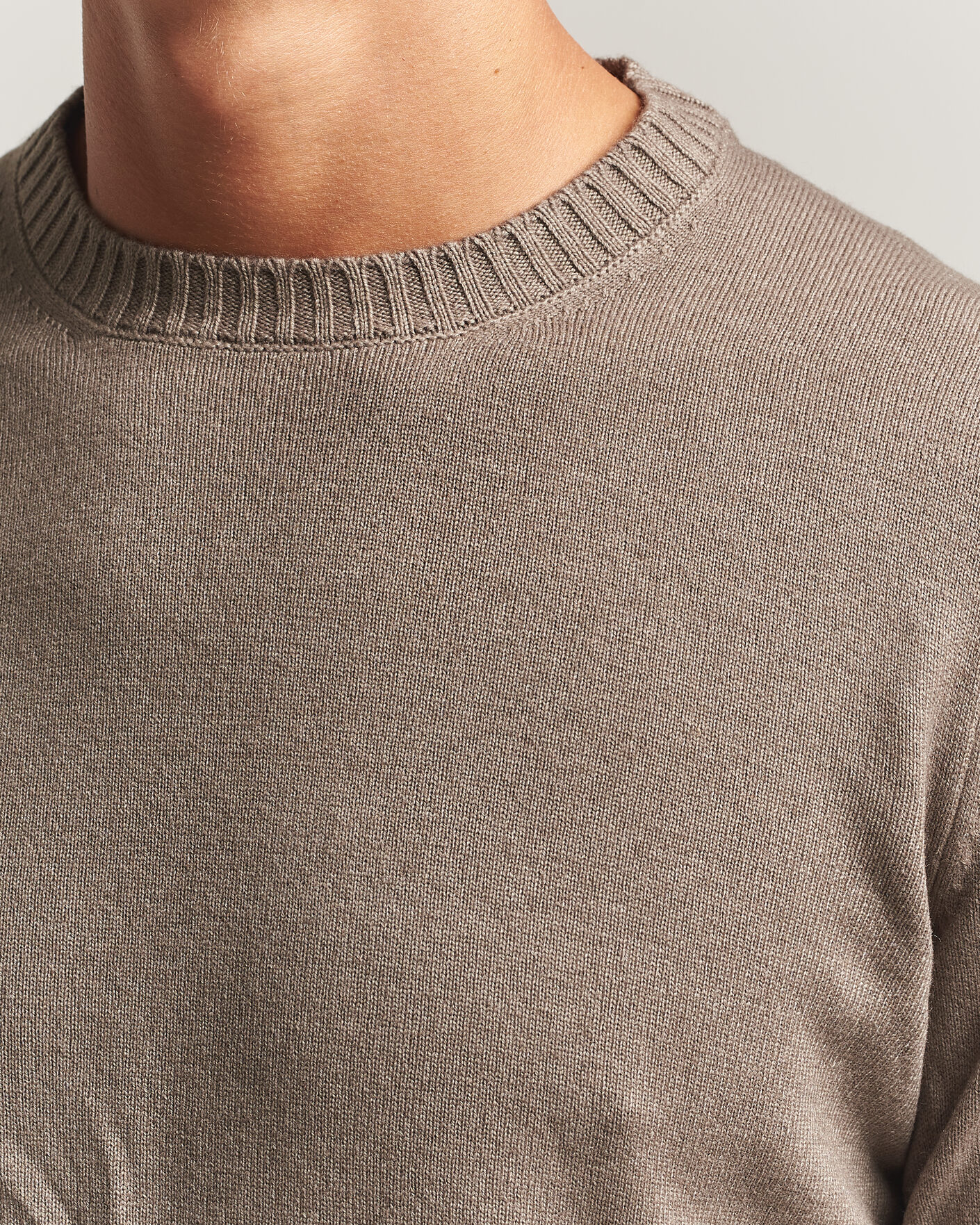 Herre | Trøjer | Gran Sasso | Wool/Cashmere Washed Crew Neck Brown Melange
