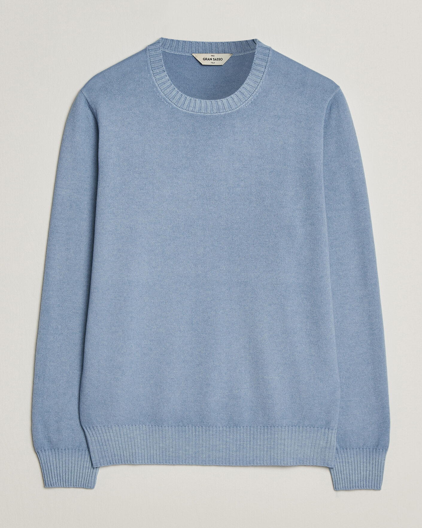 Herre | Trøjer | Gran Sasso | Wool/Cashmere Washed Crew Neck Blue Melange