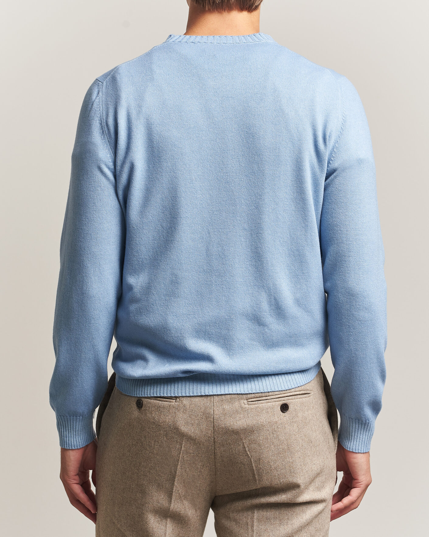 Herre | Trøjer | Gran Sasso | Wool/Cashmere Washed Crew Neck Blue Melange