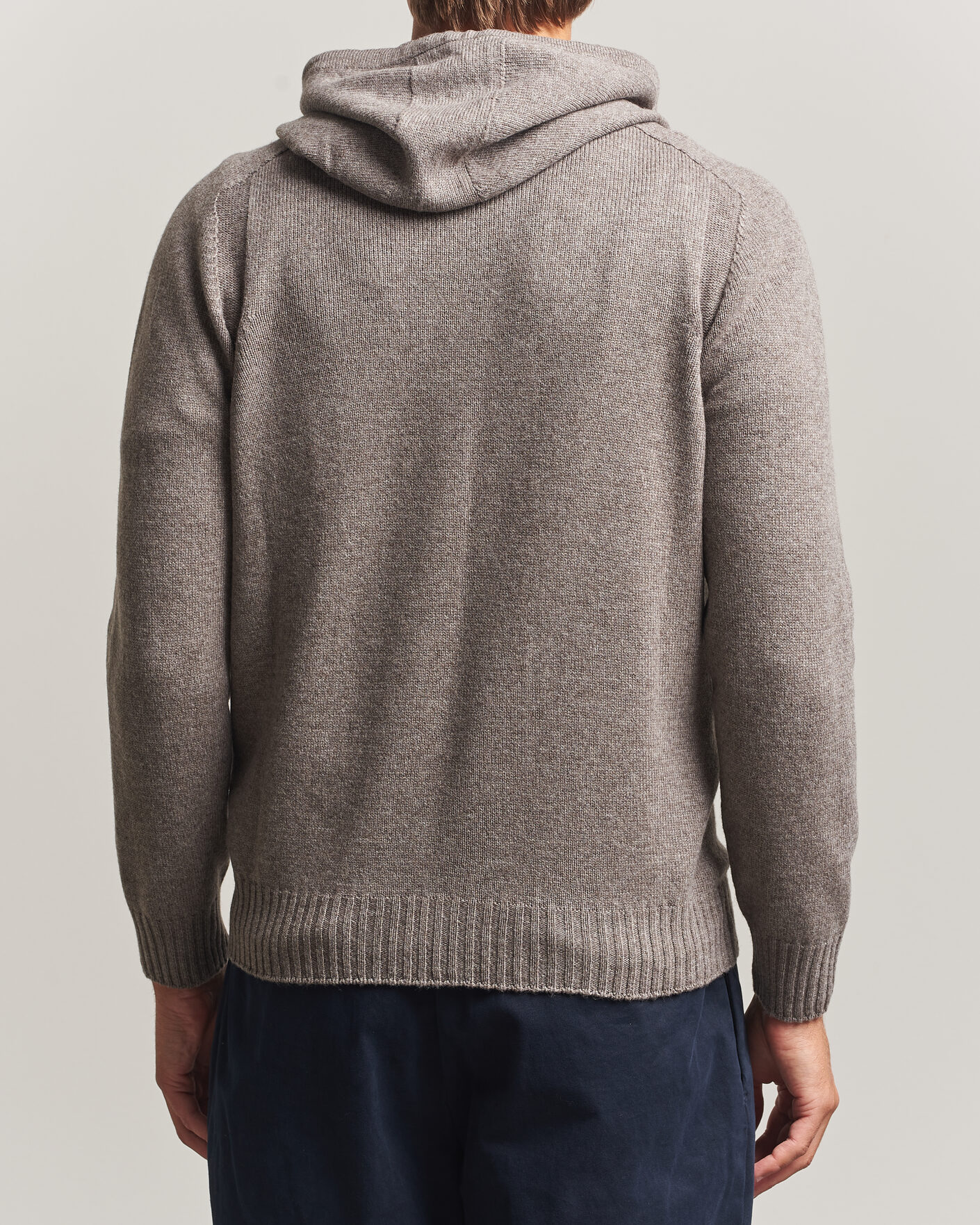 Herre | Trøjer | Gran Sasso | Full Zip Wool Hoodie Taupe Melange