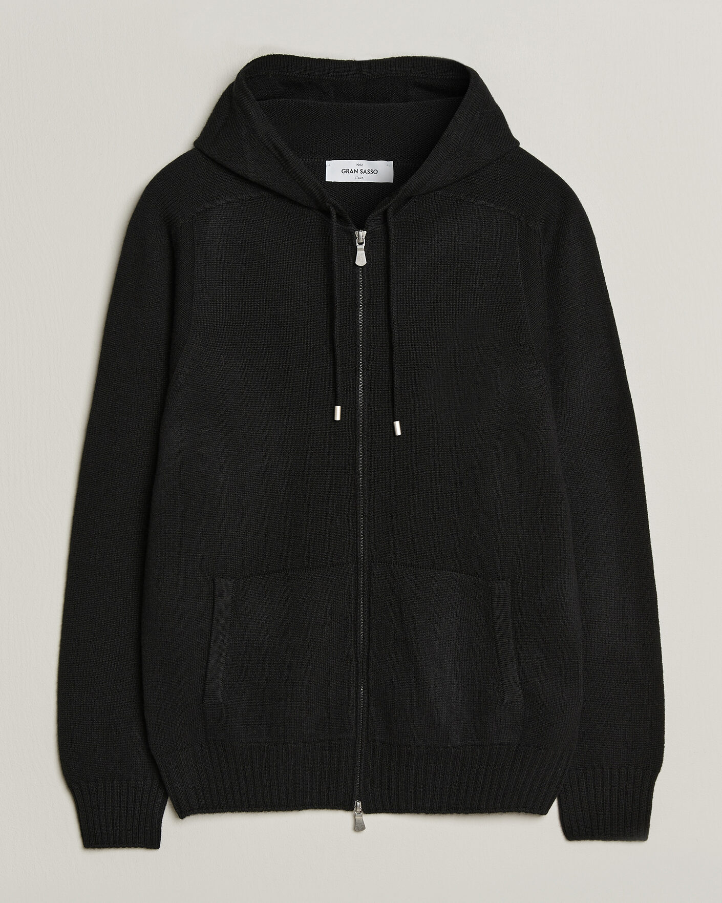 Herre | Trøjer | Gran Sasso | Full Zip Wool Hoodie Black