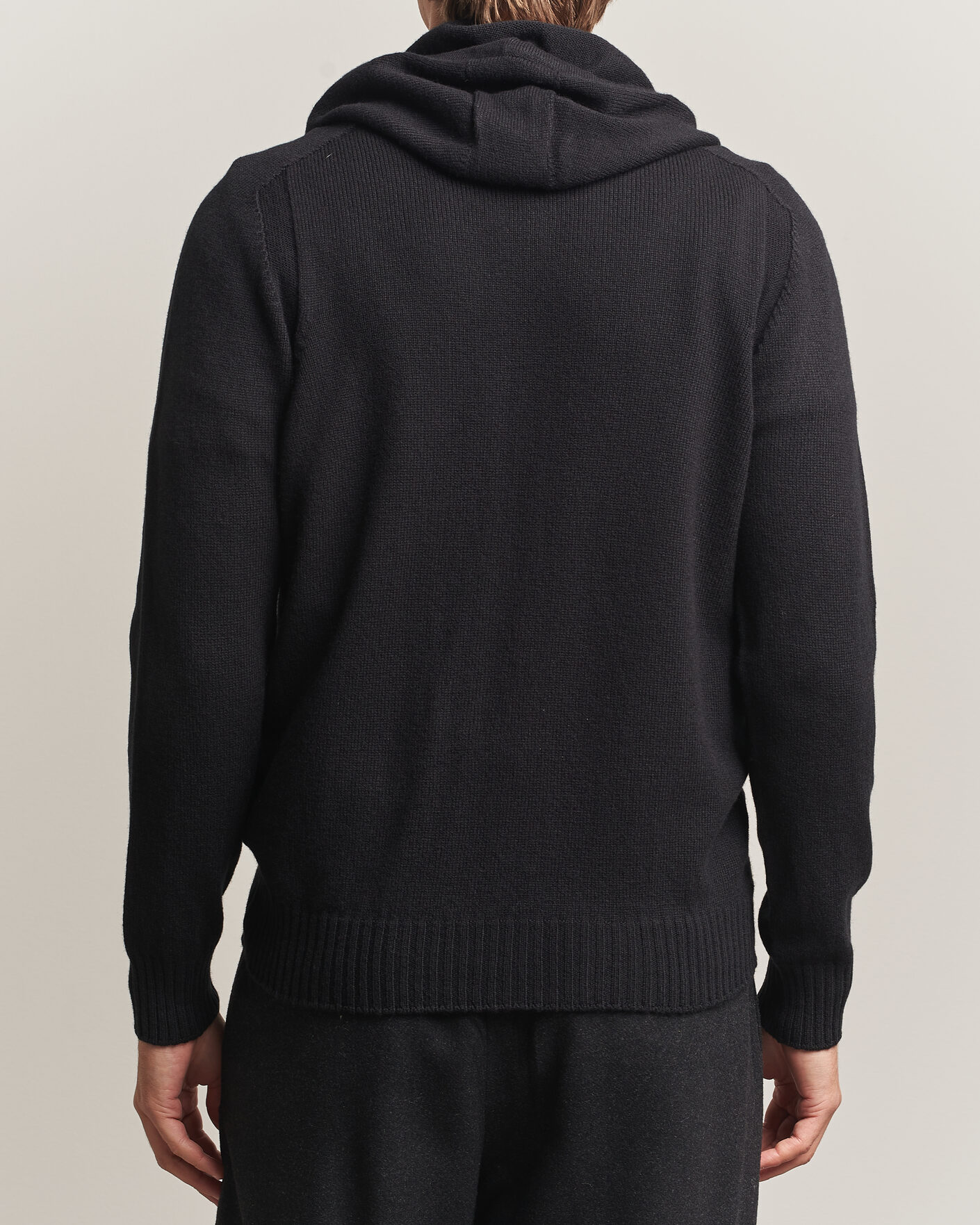 Herre | Trøjer | Gran Sasso | Full Zip Wool Hoodie Black
