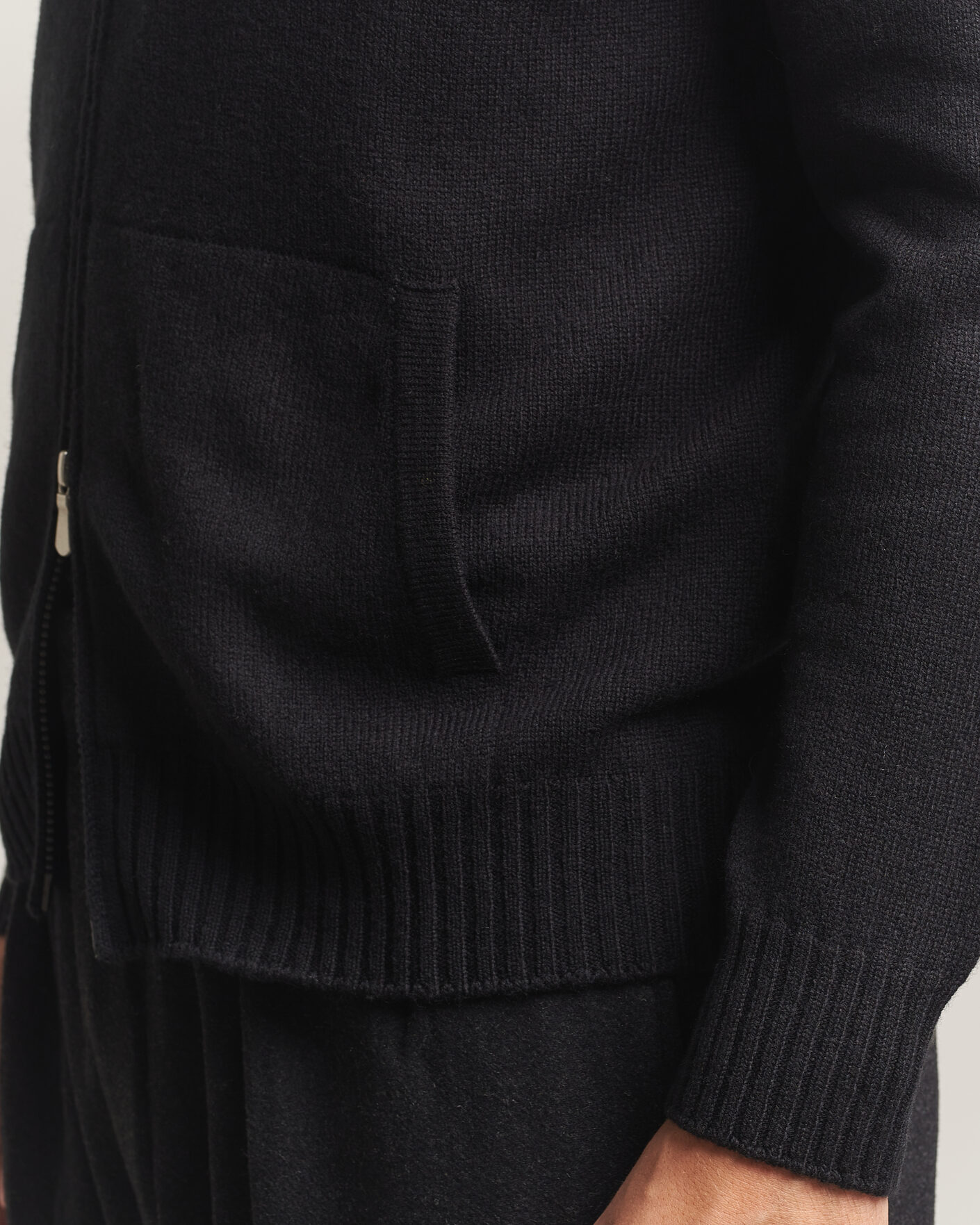 Herre | Trøjer | Gran Sasso | Full Zip Wool Hoodie Black