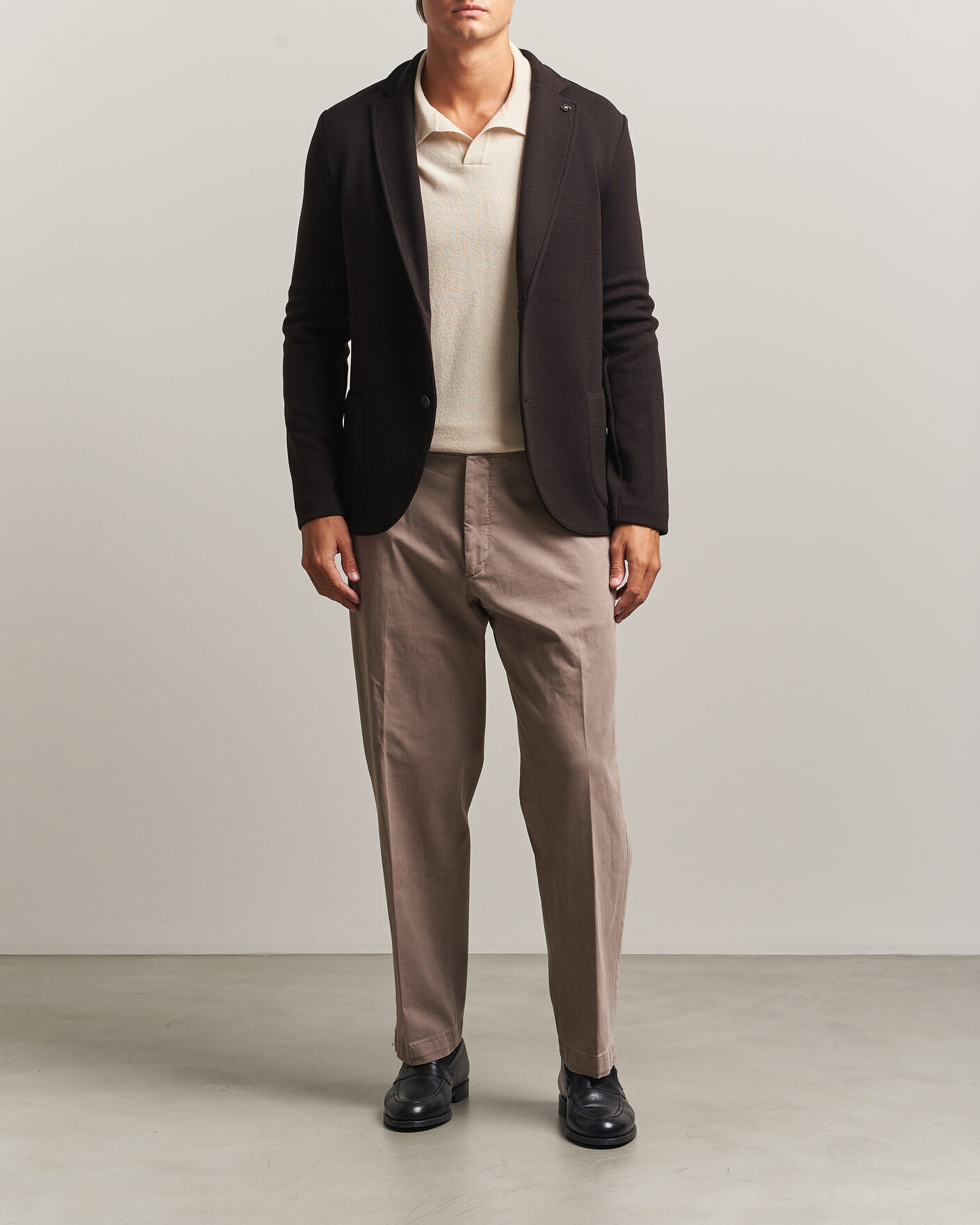 Herre | Blazere & jakker | Gran Sasso | Rainwool Knitted Blazer Dark Brown