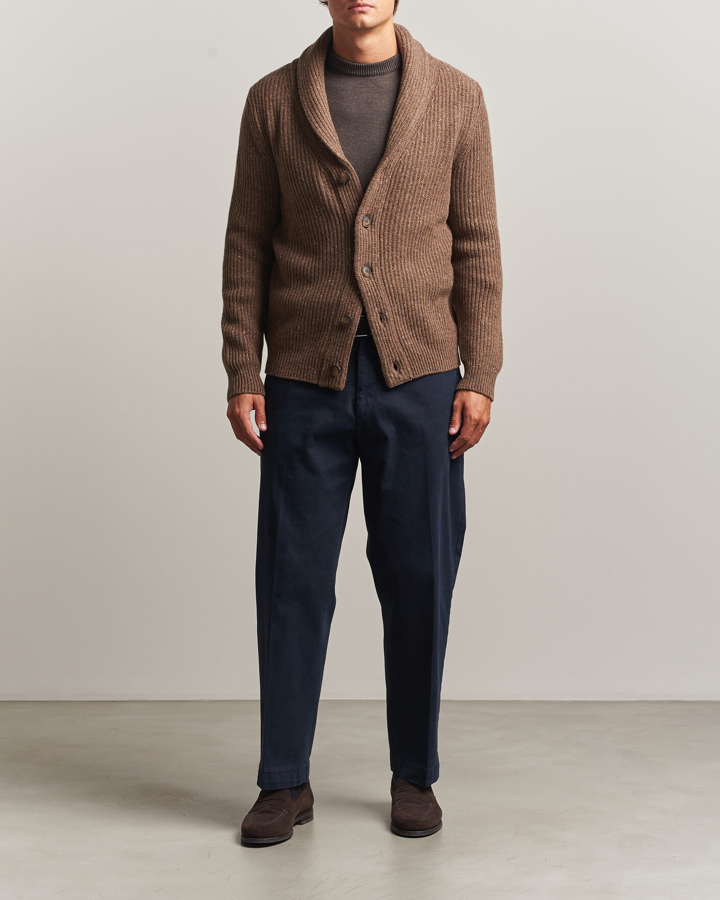 Herre | Trøjer | Gran Sasso | Wool/Cashmere Donegal Cardigan Brown