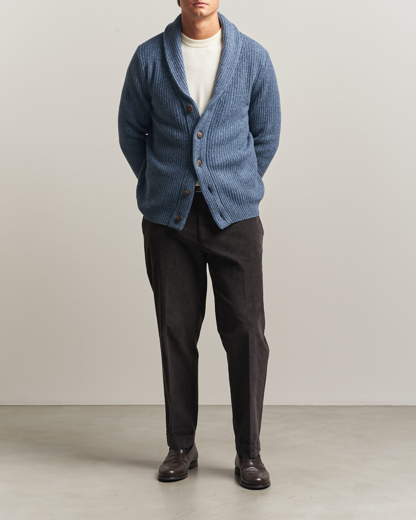 Herre | Trøjer | Gran Sasso | Wool/Cashmere Donegal Cardigan Blue