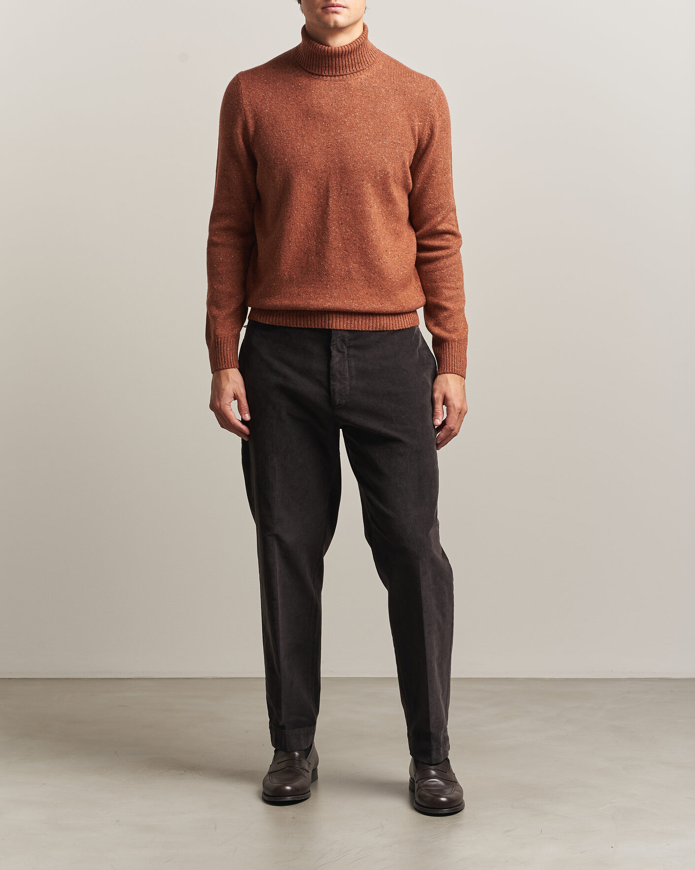 Herre | Trøjer | Gran Sasso | Wool/Cashmere Donegal Rollneck Rust Orange