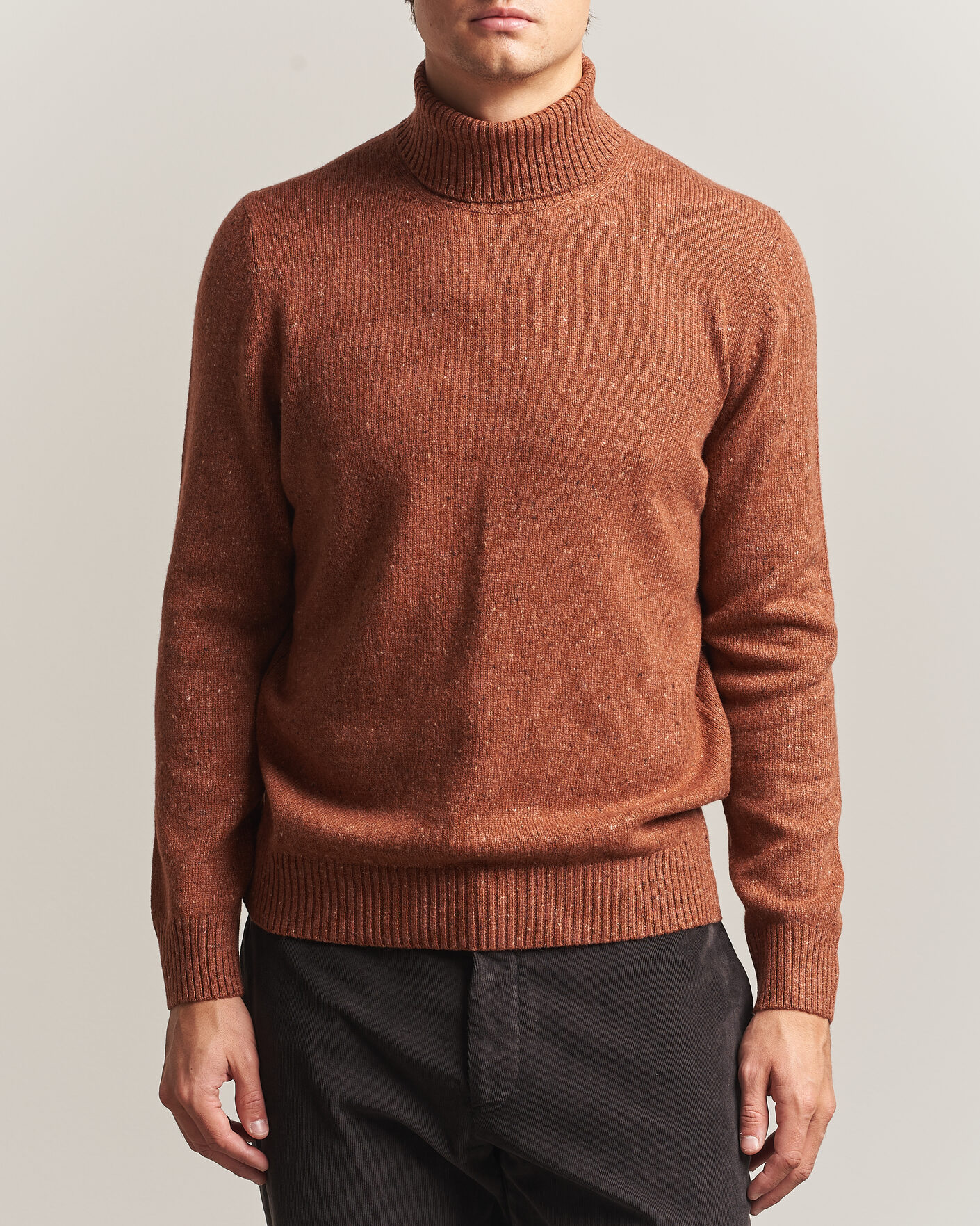 Herre | Trøjer | Gran Sasso | Wool/Cashmere Donegal Rollneck Rust Orange