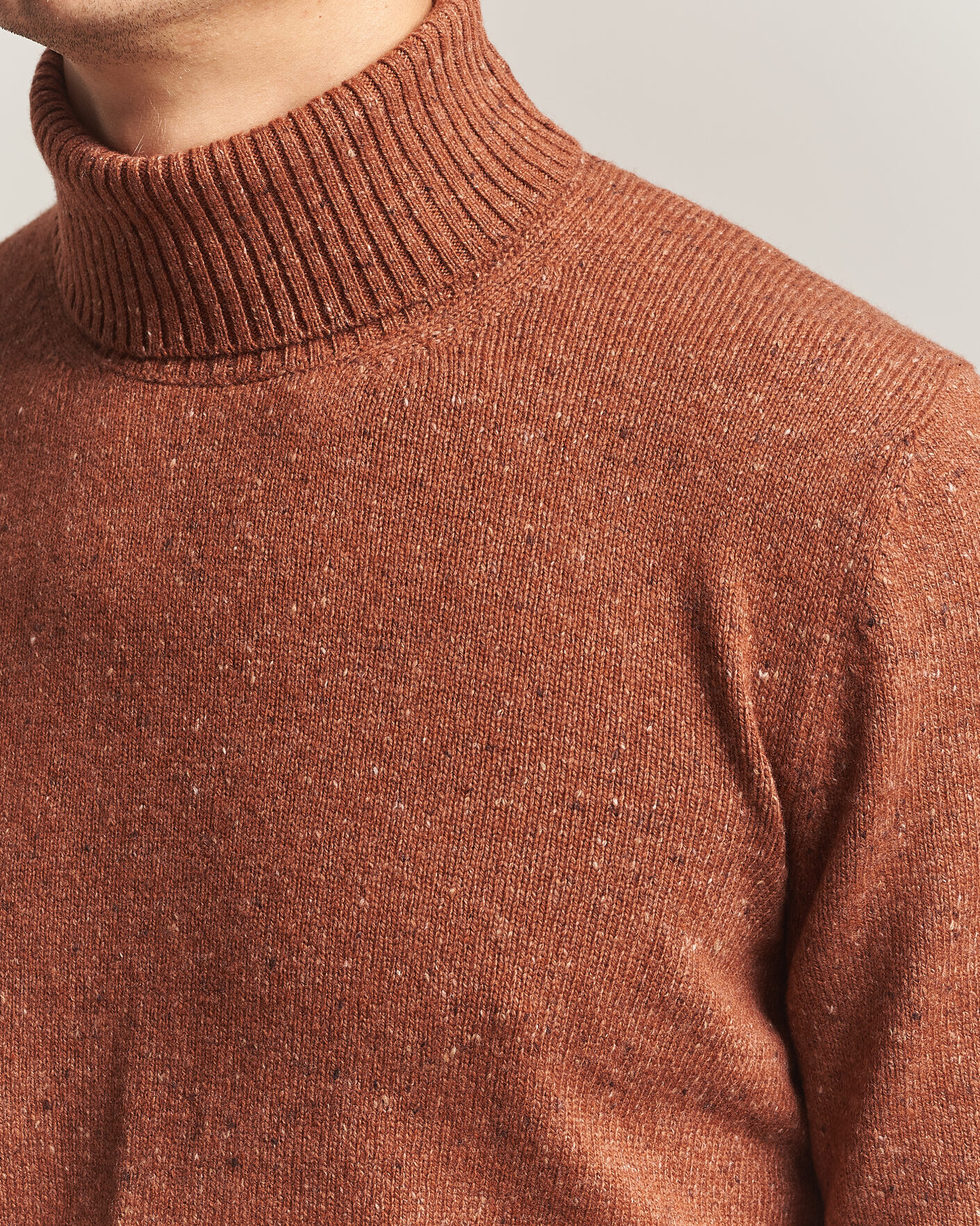 Herre | Trøjer | Gran Sasso | Wool/Cashmere Donegal Rollneck Rust Orange