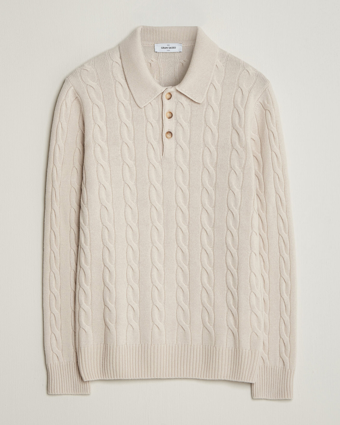 Herre | Trøjer | Gran Sasso | Wool/Cashmere Cable Polo Beige Melange