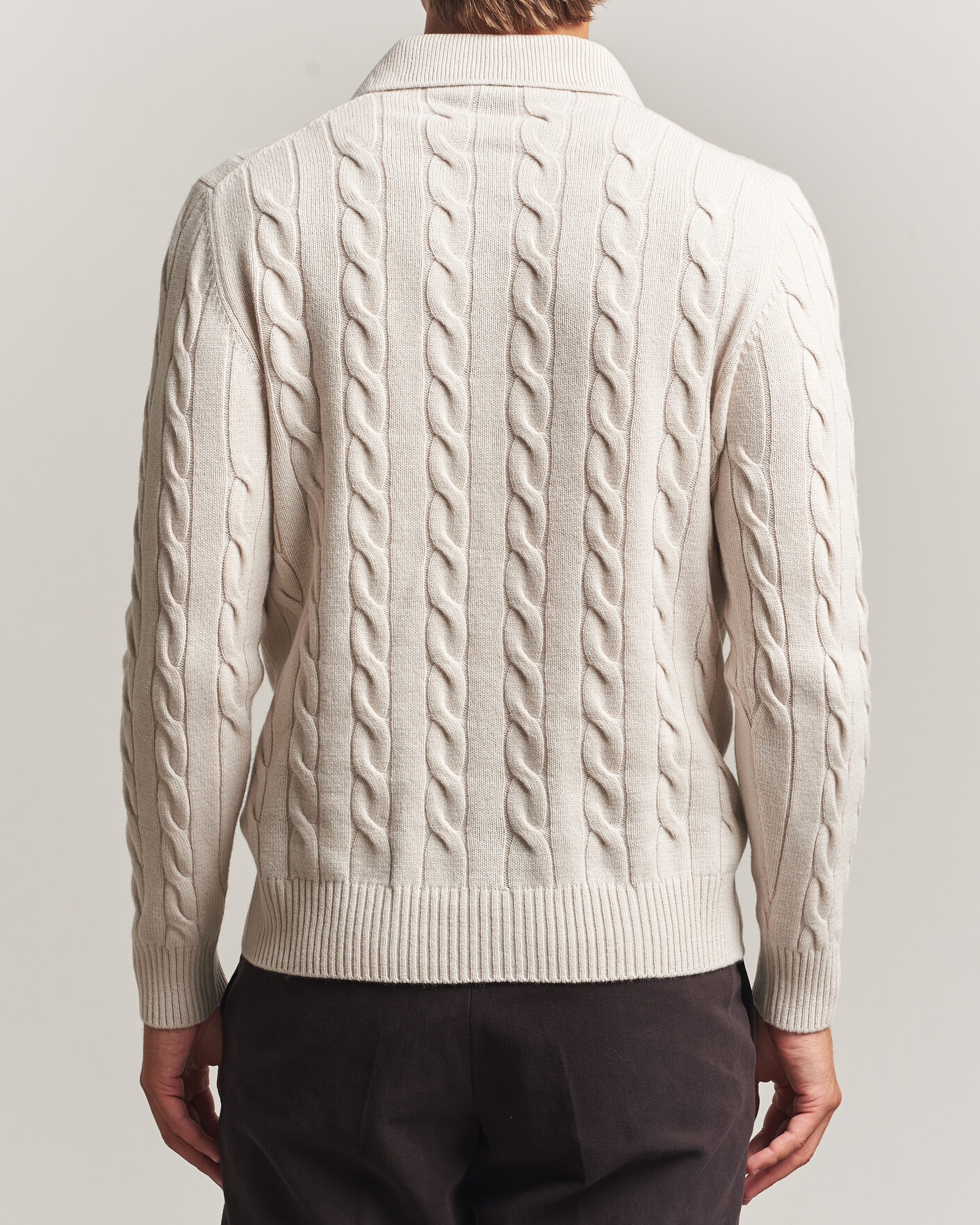 Herre | Trøjer | Gran Sasso | Wool/Cashmere Cable Polo Beige Melange