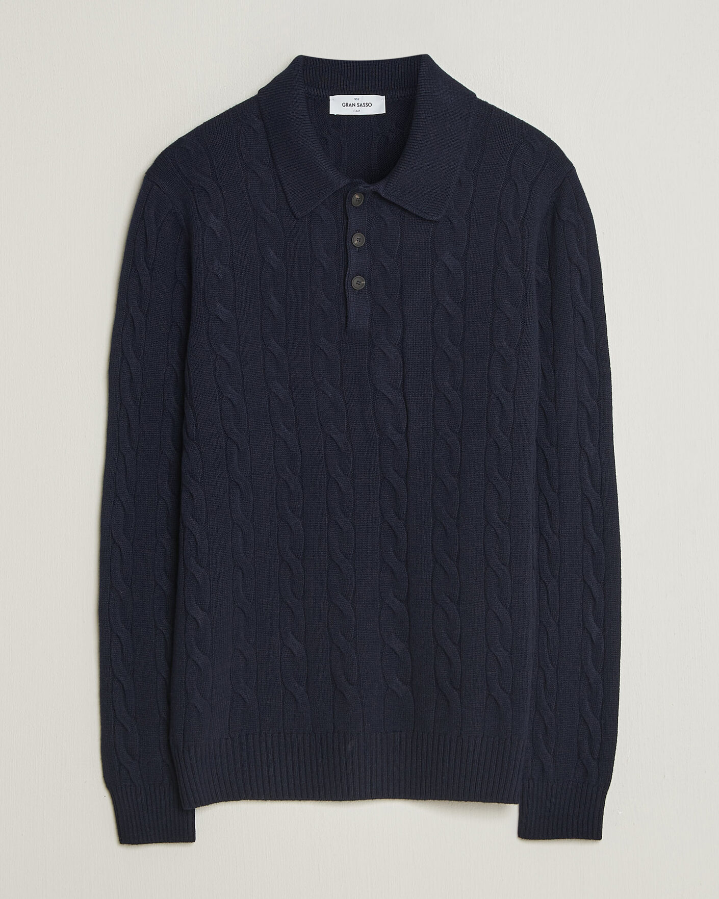 Herre | Trøjer | Gran Sasso | Wool/Cashmere Cable Polo Navy