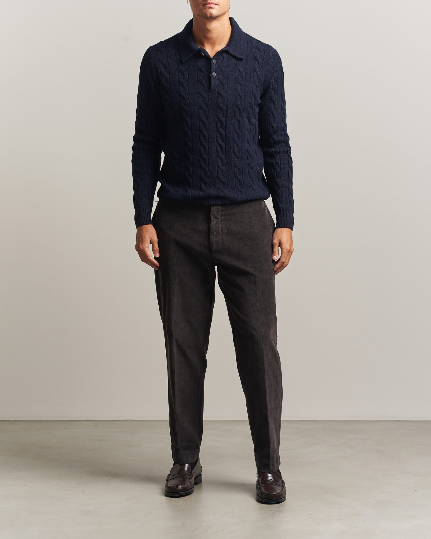 Herre | Trøjer | Gran Sasso | Wool/Cashmere Cable Polo Navy