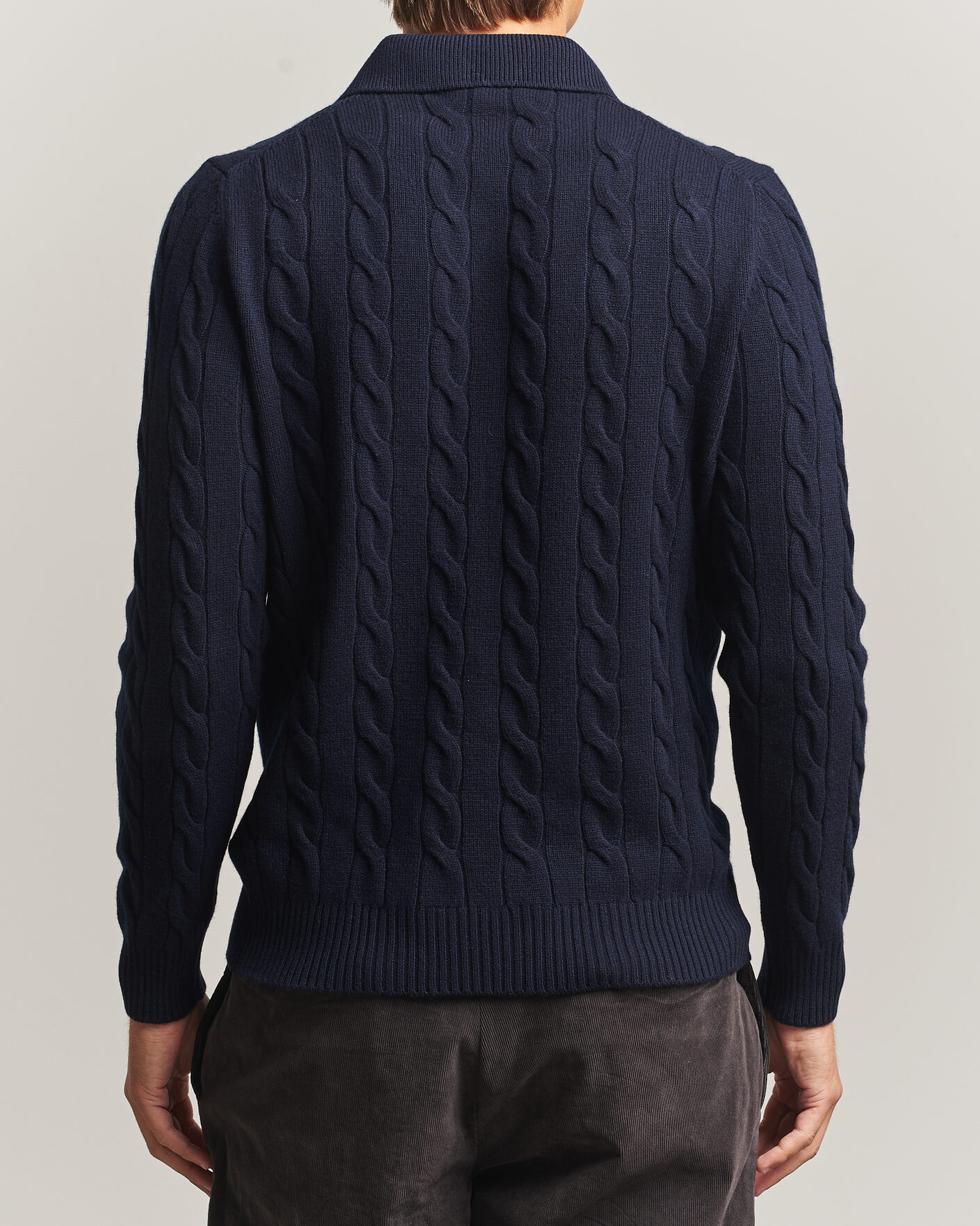 Herre | Trøjer | Gran Sasso | Wool/Cashmere Cable Polo Navy