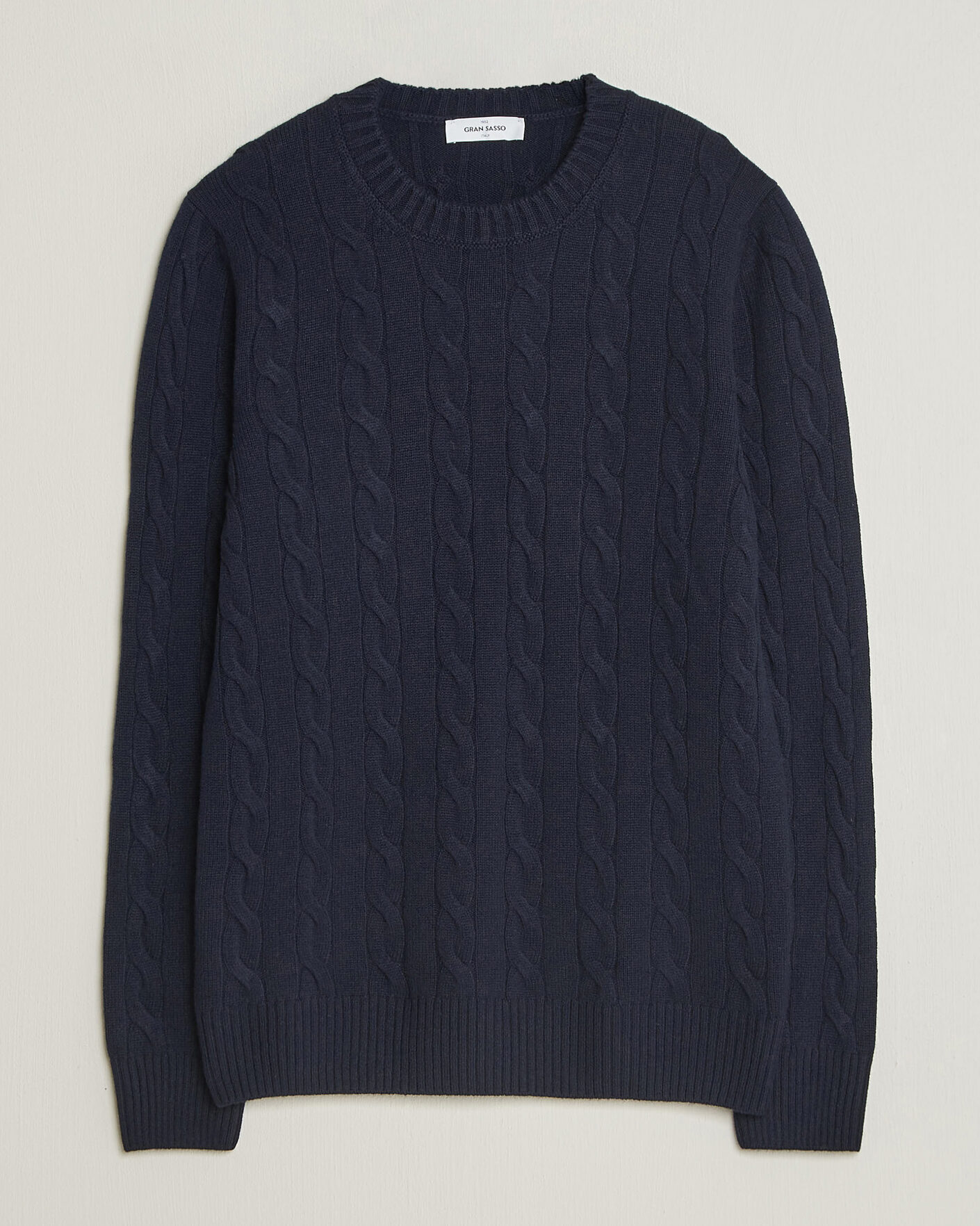 Herre | Trøjer | Gran Sasso | Wool/Cashmere Cable Crew Neck Navy