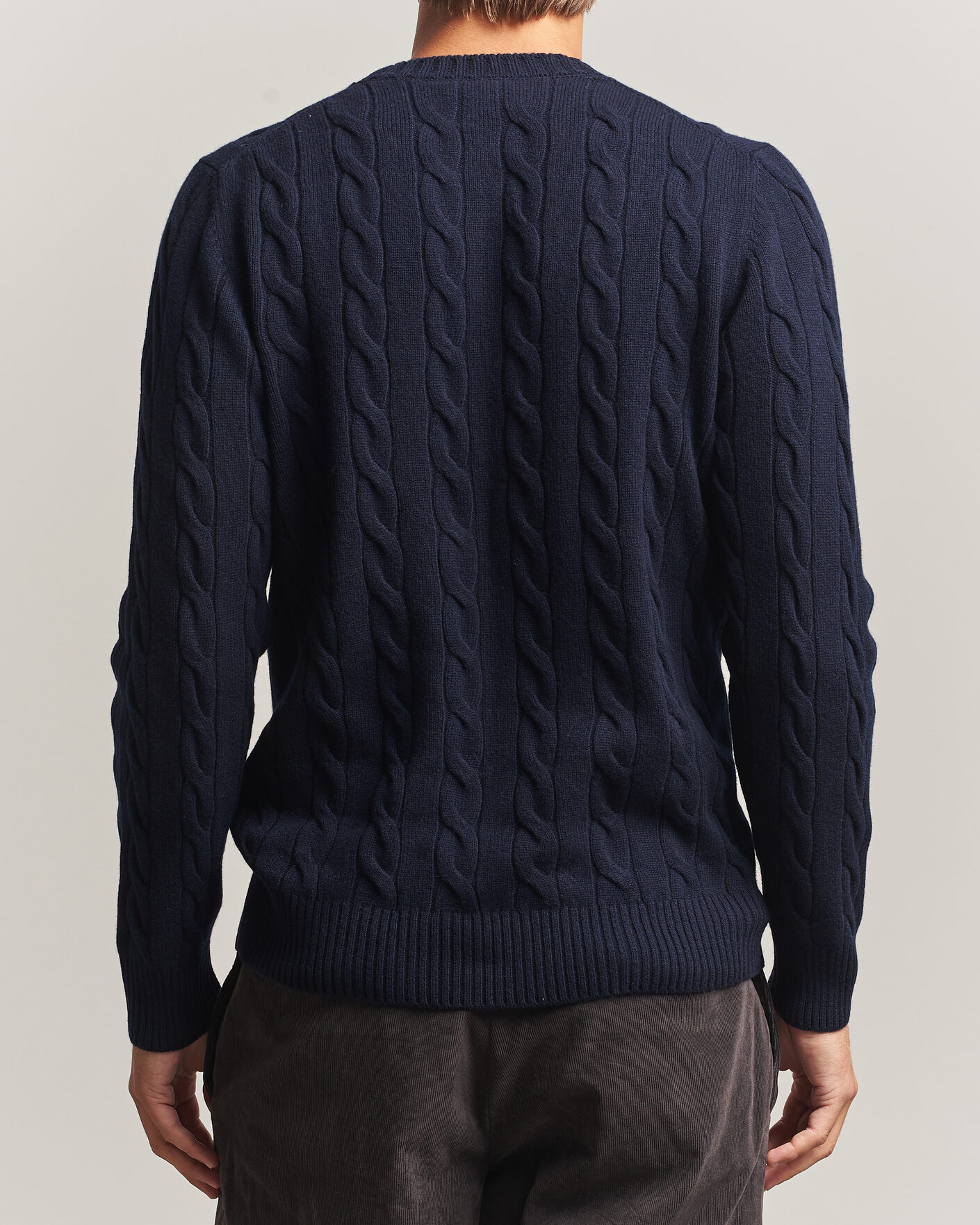 Herre | Trøjer | Gran Sasso | Wool/Cashmere Cable Crew Neck Navy