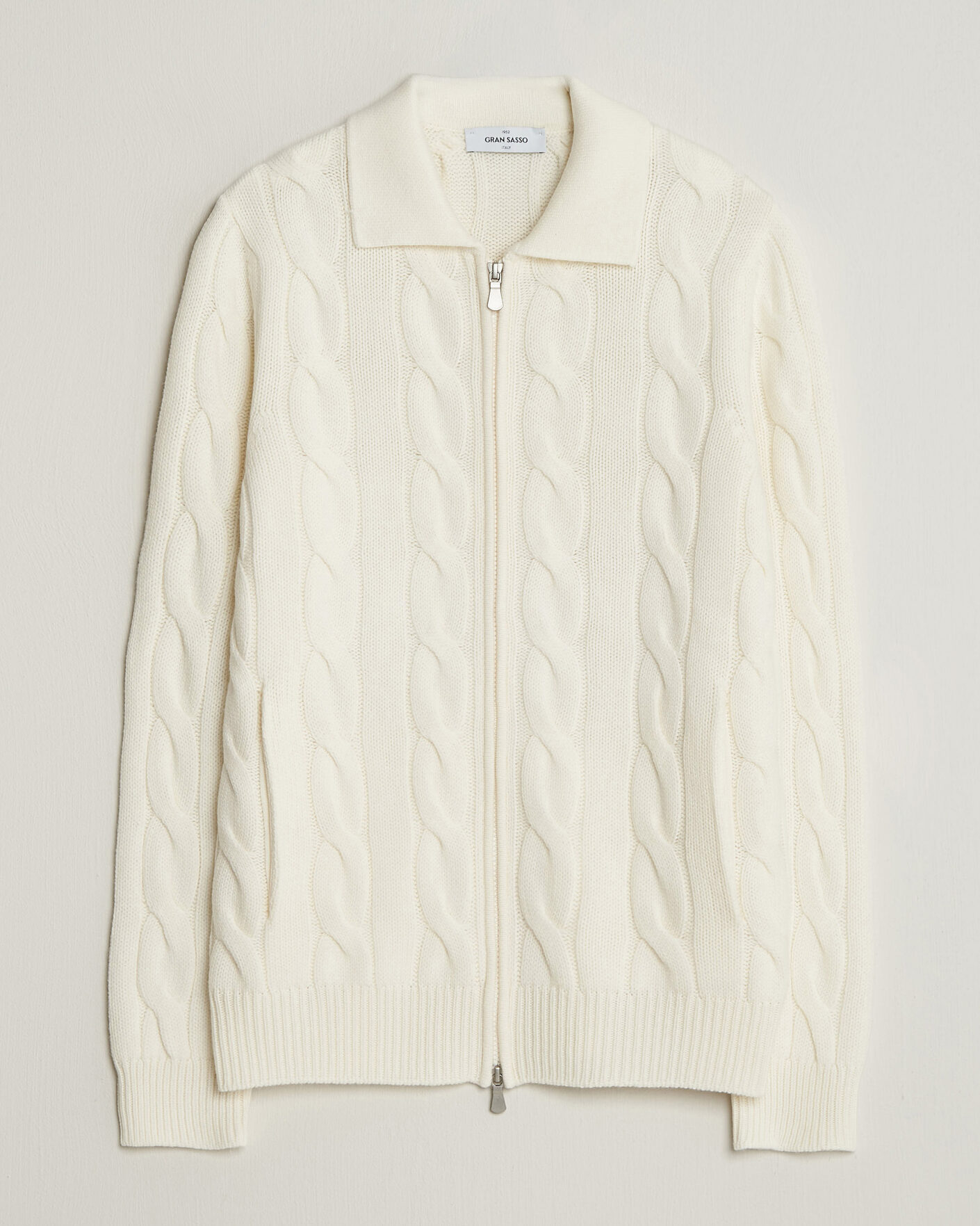 Herre | Trøjer | Gran Sasso | Wool/Cashmere Cable Full Zip Cream