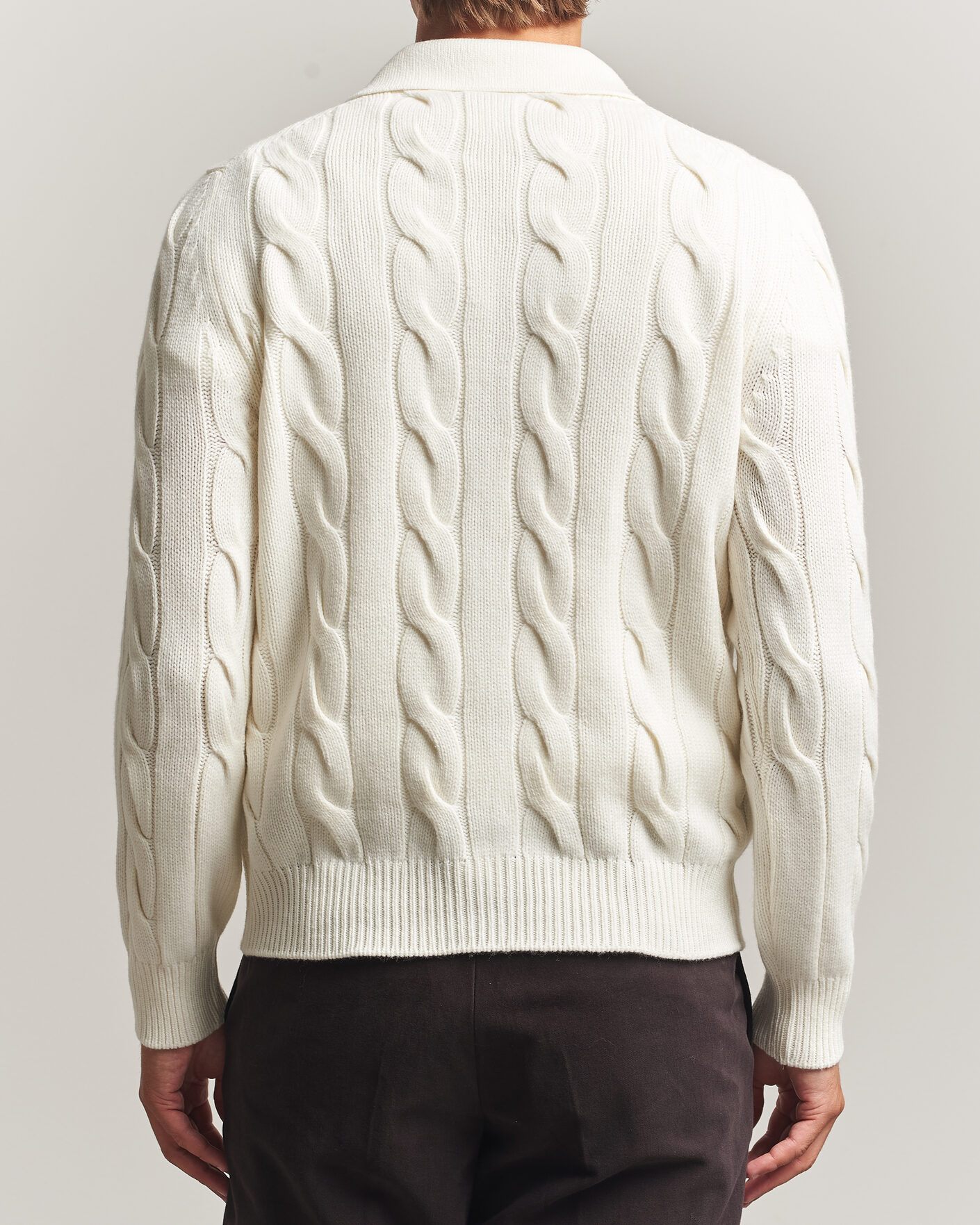 Herre | Trøjer | Gran Sasso | Wool/Cashmere Cable Full Zip Cream