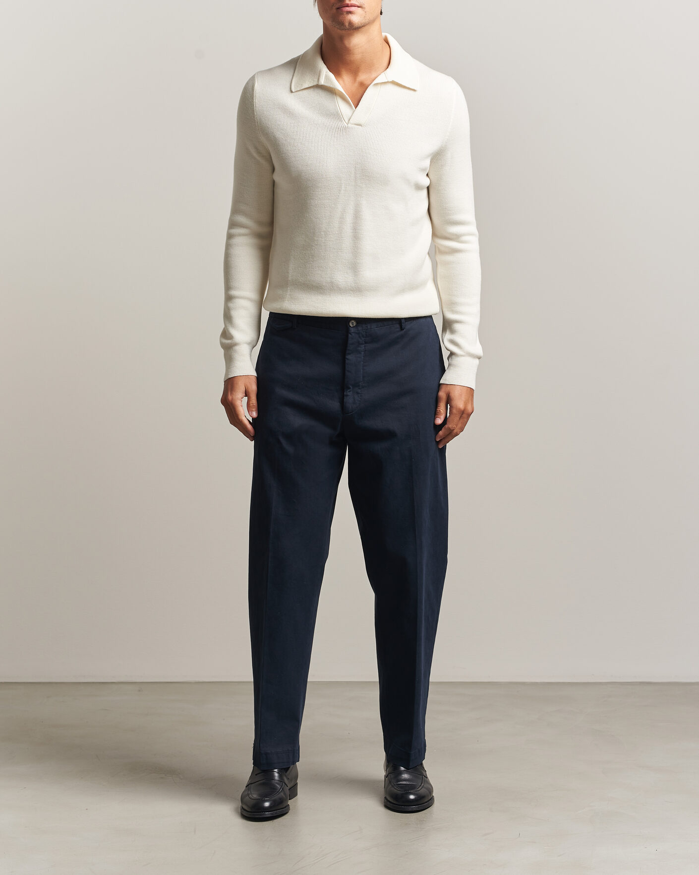 Herre | Trøjer | Gran Sasso | Merino Knitted Polo Cream