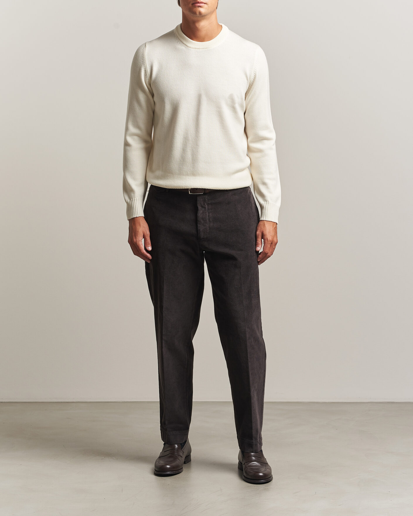 Herre | Trøjer | Gran Sasso | Merino Knitted Crew Neck Cream