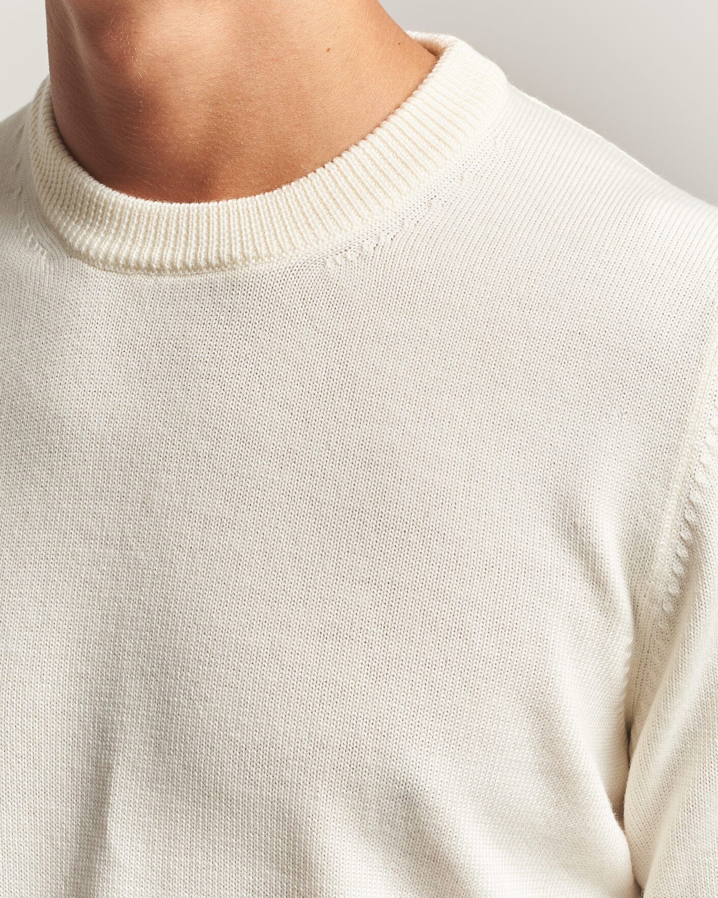 Herre | Trøjer | Gran Sasso | Merino Knitted Crew Neck Cream