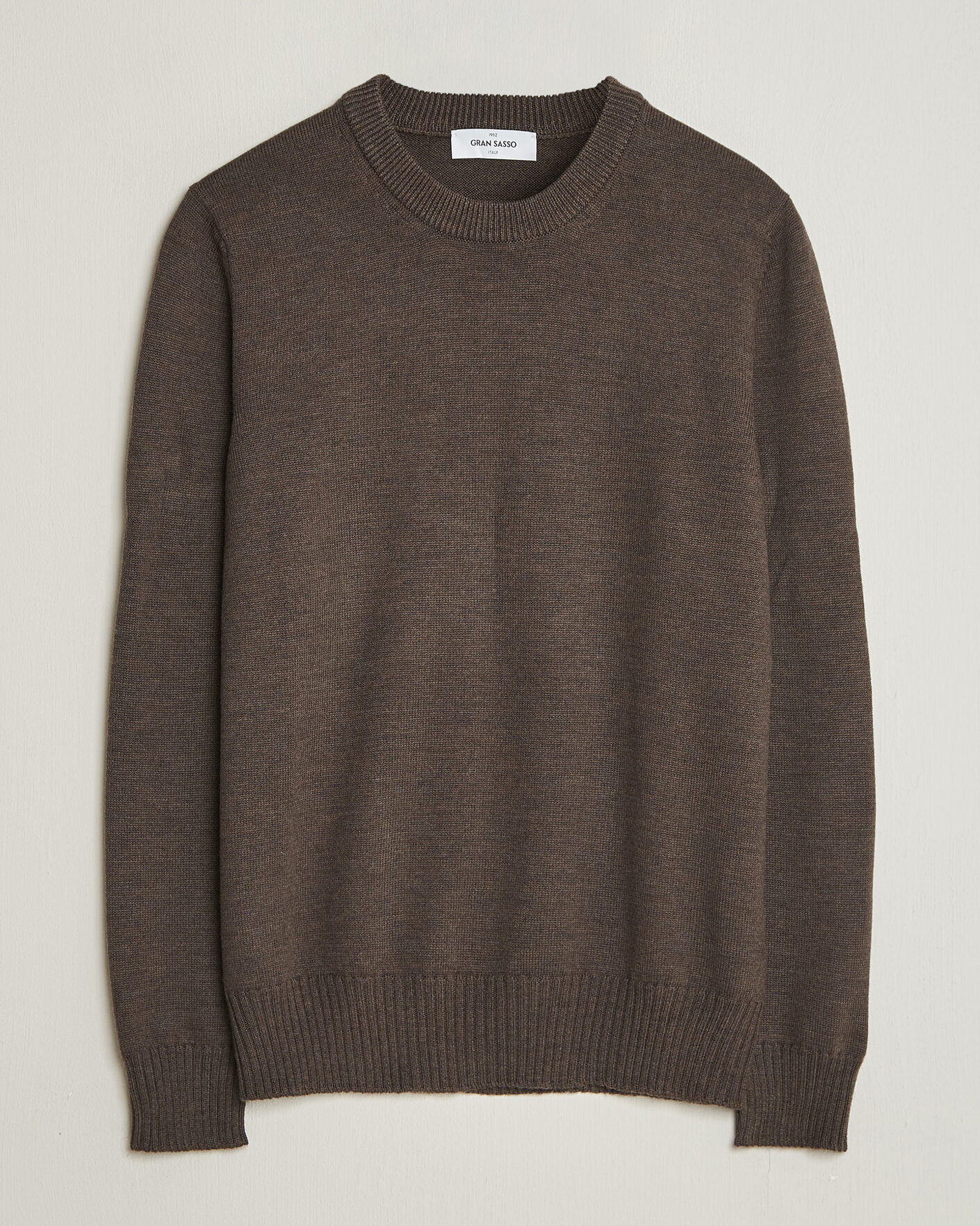 Herre | Trøjer | Gran Sasso | Merino Knitted Crew Neck Brown Melange