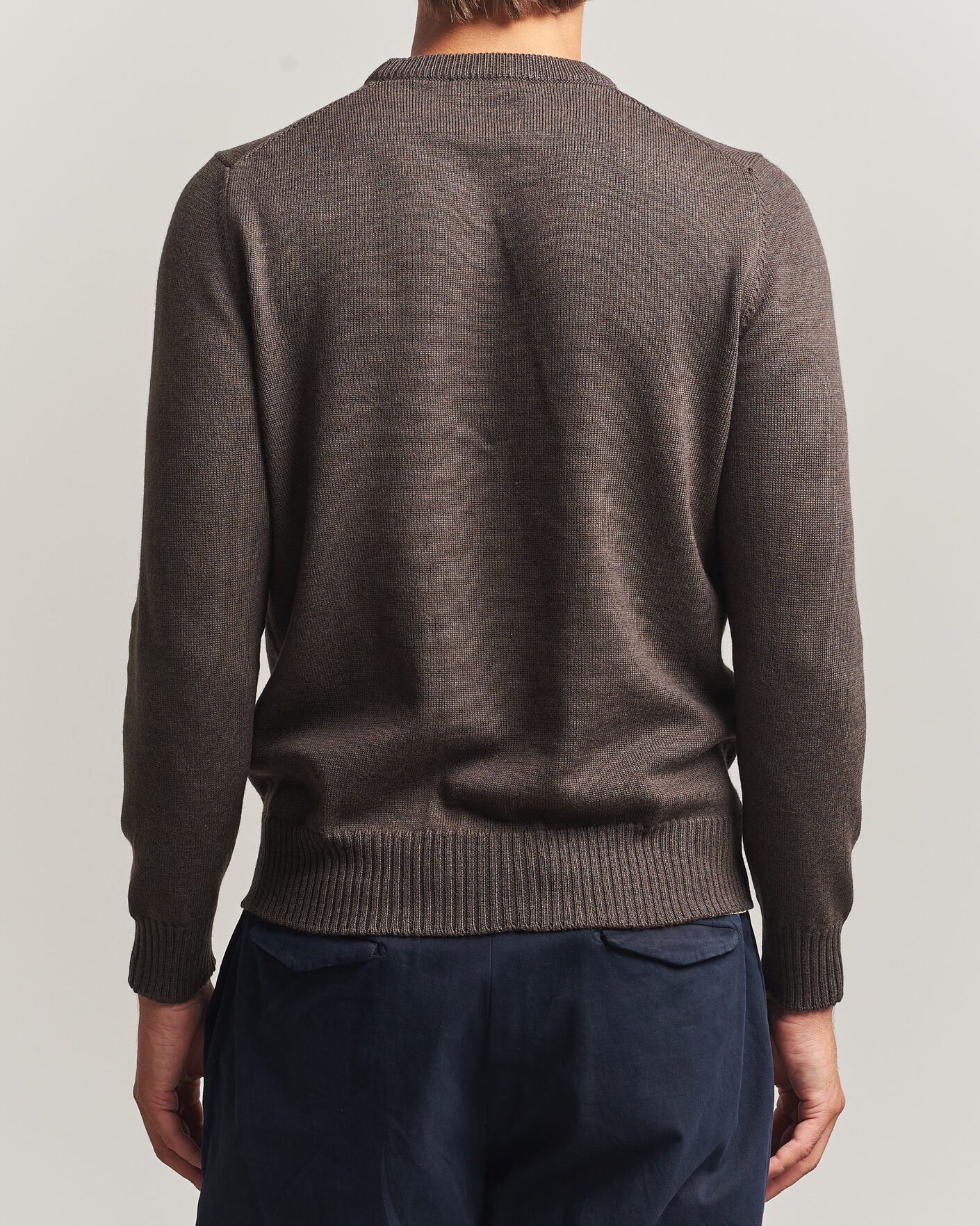 Herre | Trøjer | Gran Sasso | Merino Knitted Crew Neck Brown Melange