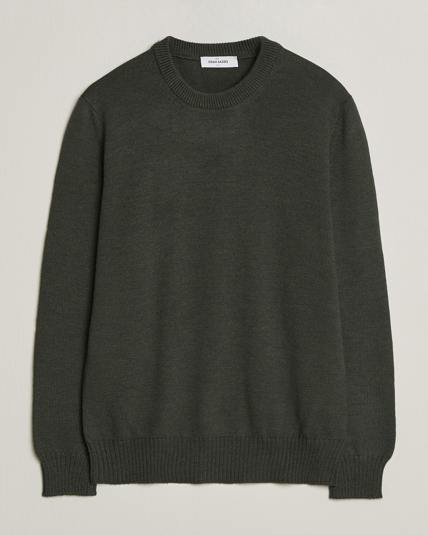 Herre | Trøjer | Gran Sasso | Merino Knitted Crew Neck Olive Melange