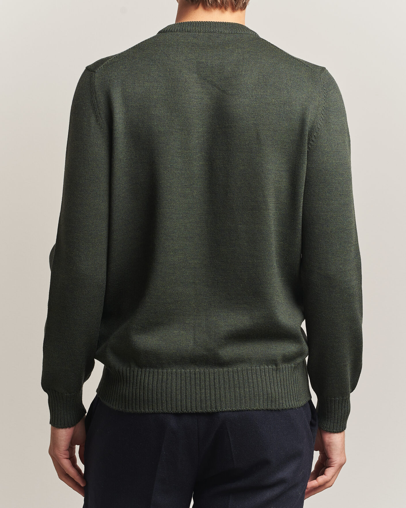 Herre | Trøjer | Gran Sasso | Merino Knitted Crew Neck Olive Melange