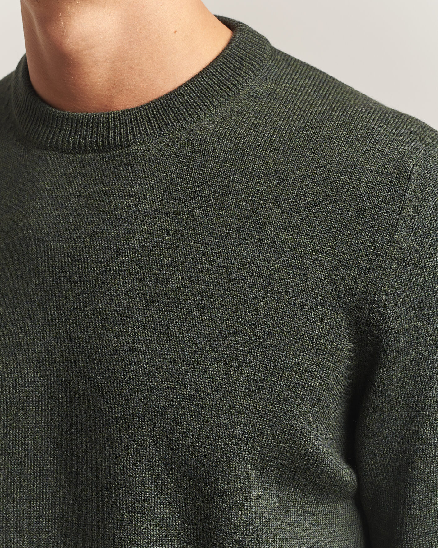 Herre | Trøjer | Gran Sasso | Merino Knitted Crew Neck Olive Melange