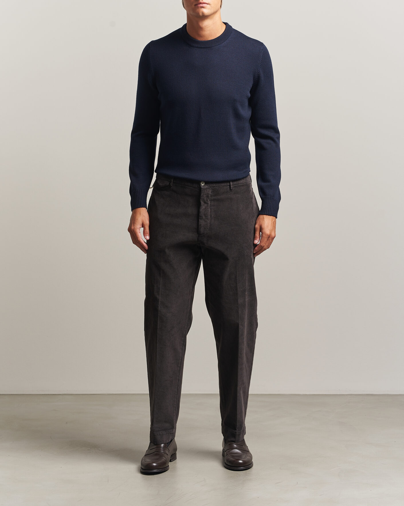 Herre | Trøjer | Gran Sasso | Merino Knitted Crew Neck Navy